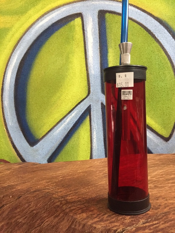 red acrylic water pipe with straw