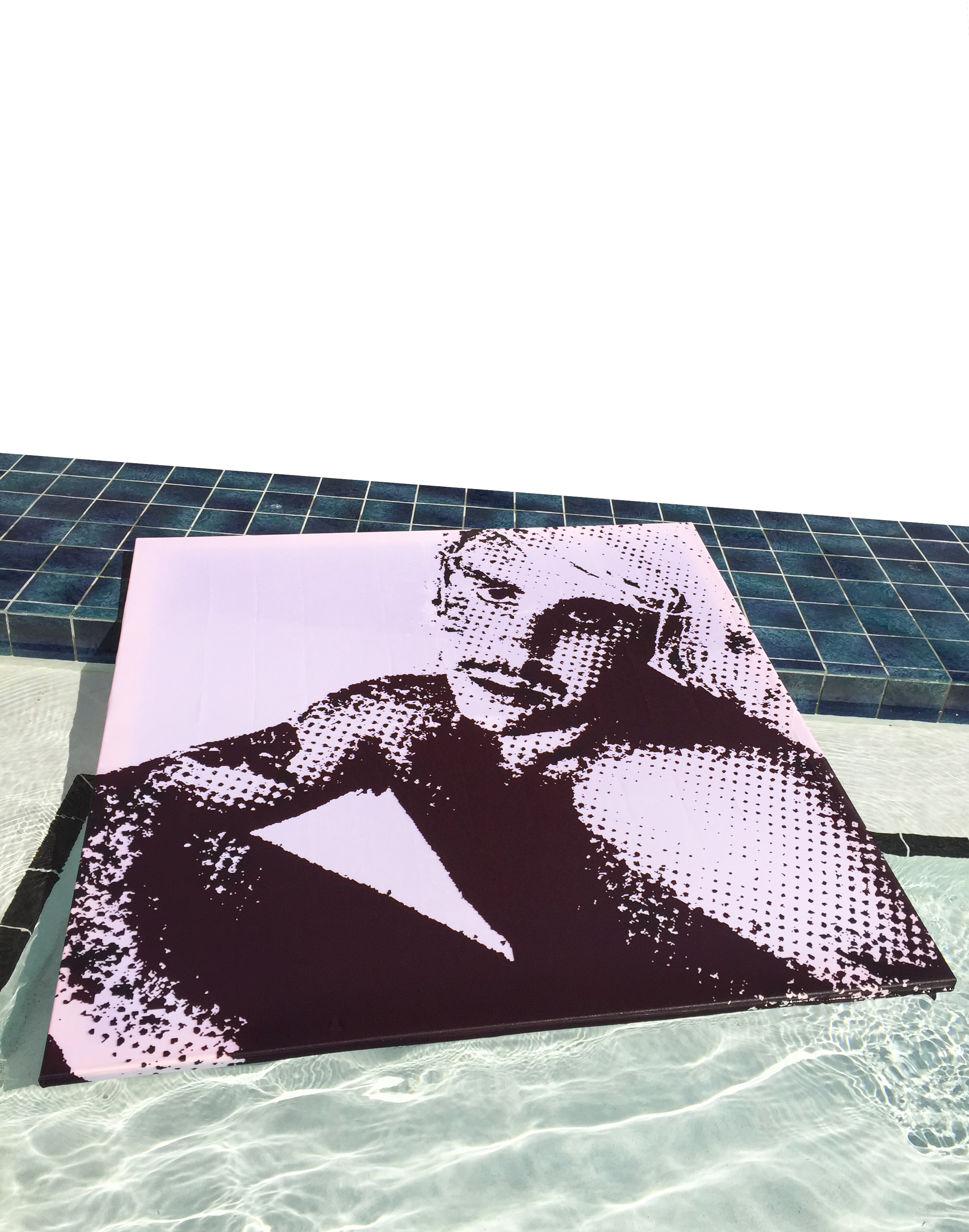 Self-Portrait (After Hockney) Inkjet print on shower curtain; installed at The Mercantile Pool 60" x 60"