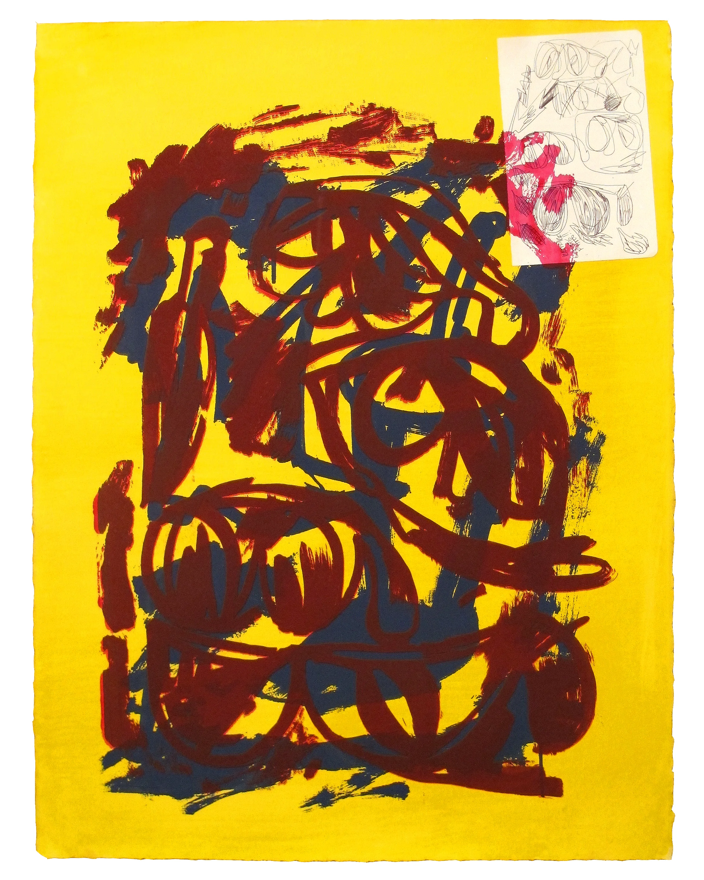 Golden Page Silkscreen and collage on hand-colored paper 22" x 30"