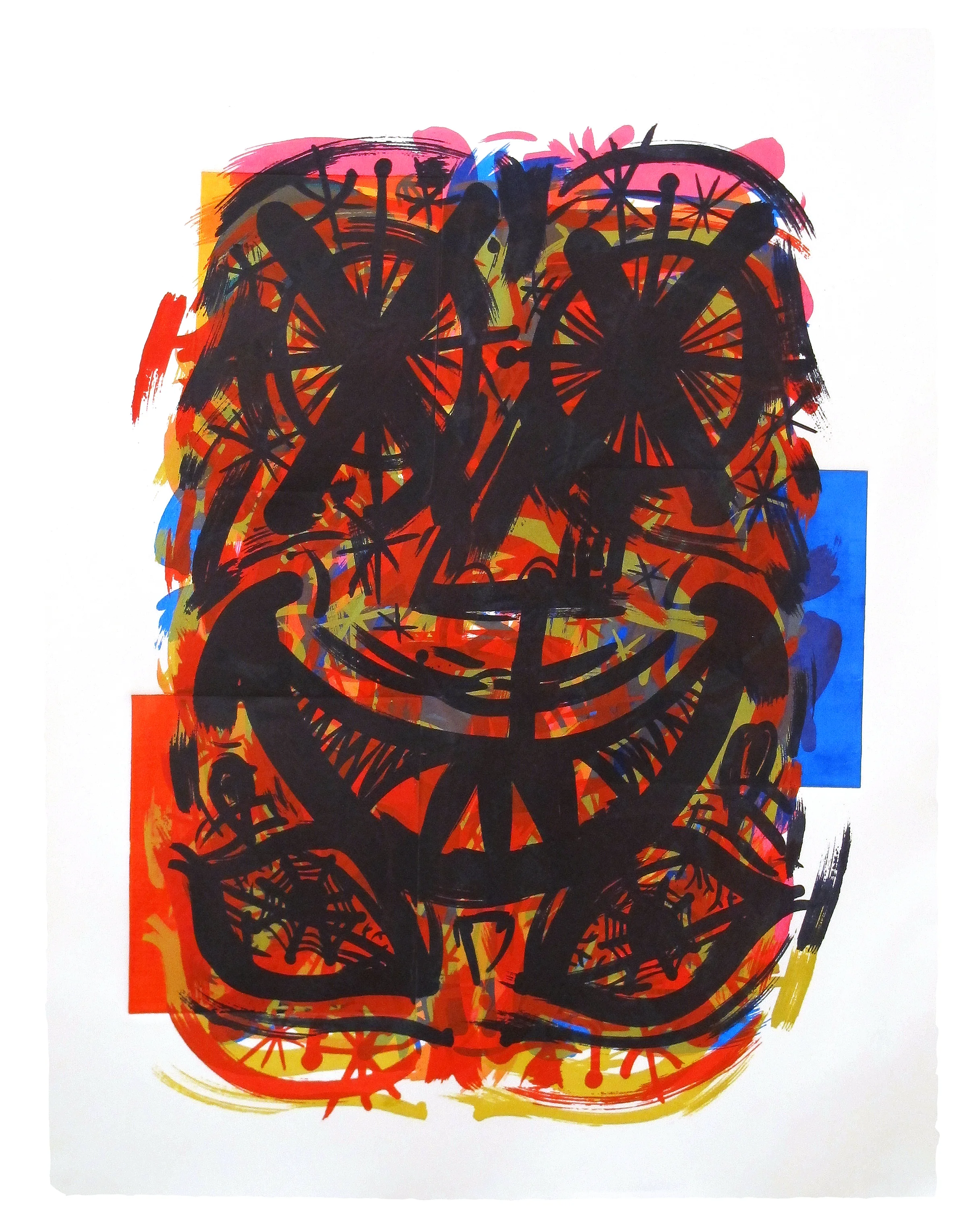 Tripping on the First Date Silkscreen and monotype on paper 22" x 30"