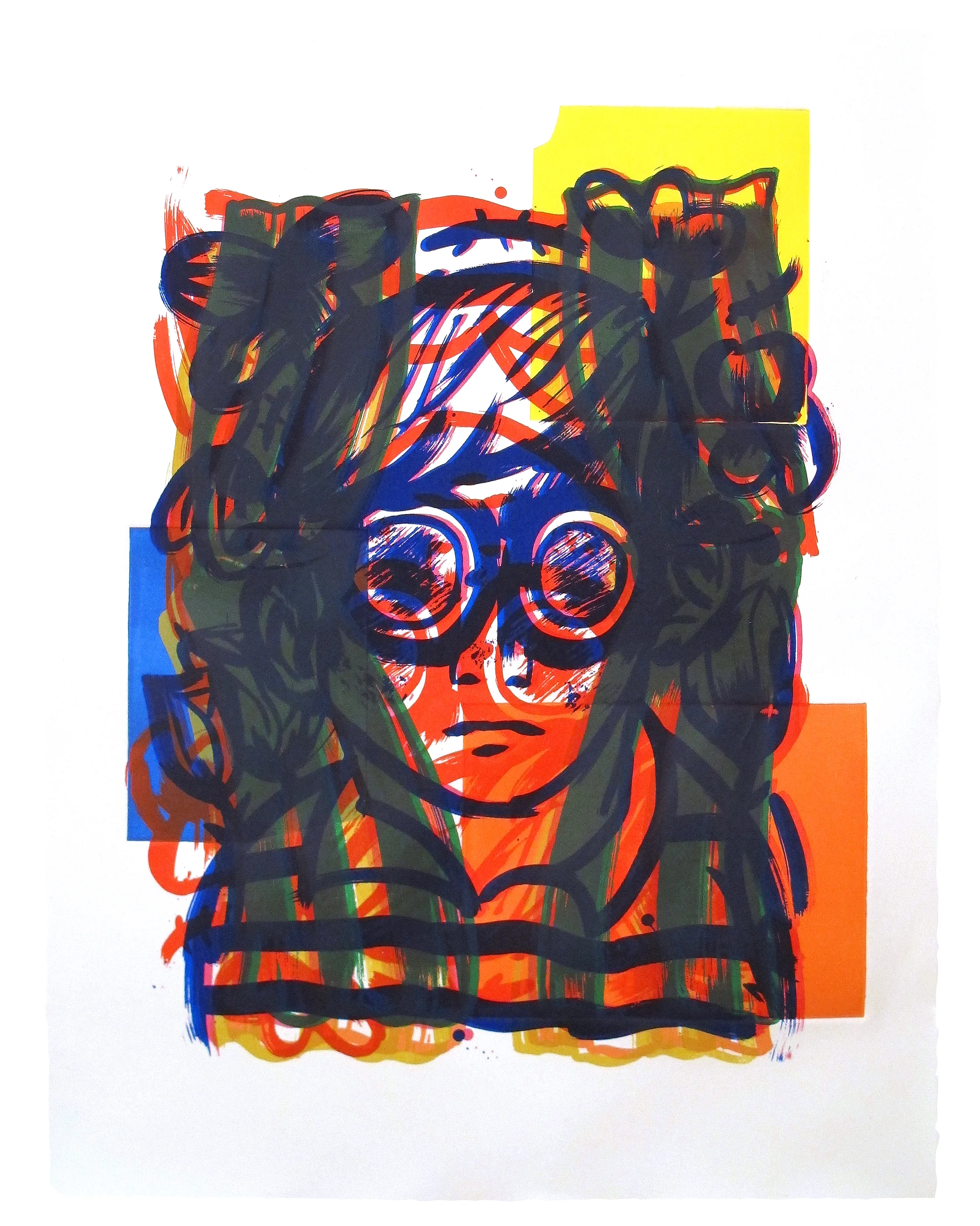 Portrait of David Hockney Silkscreen and monotype on paper 22" x 30"