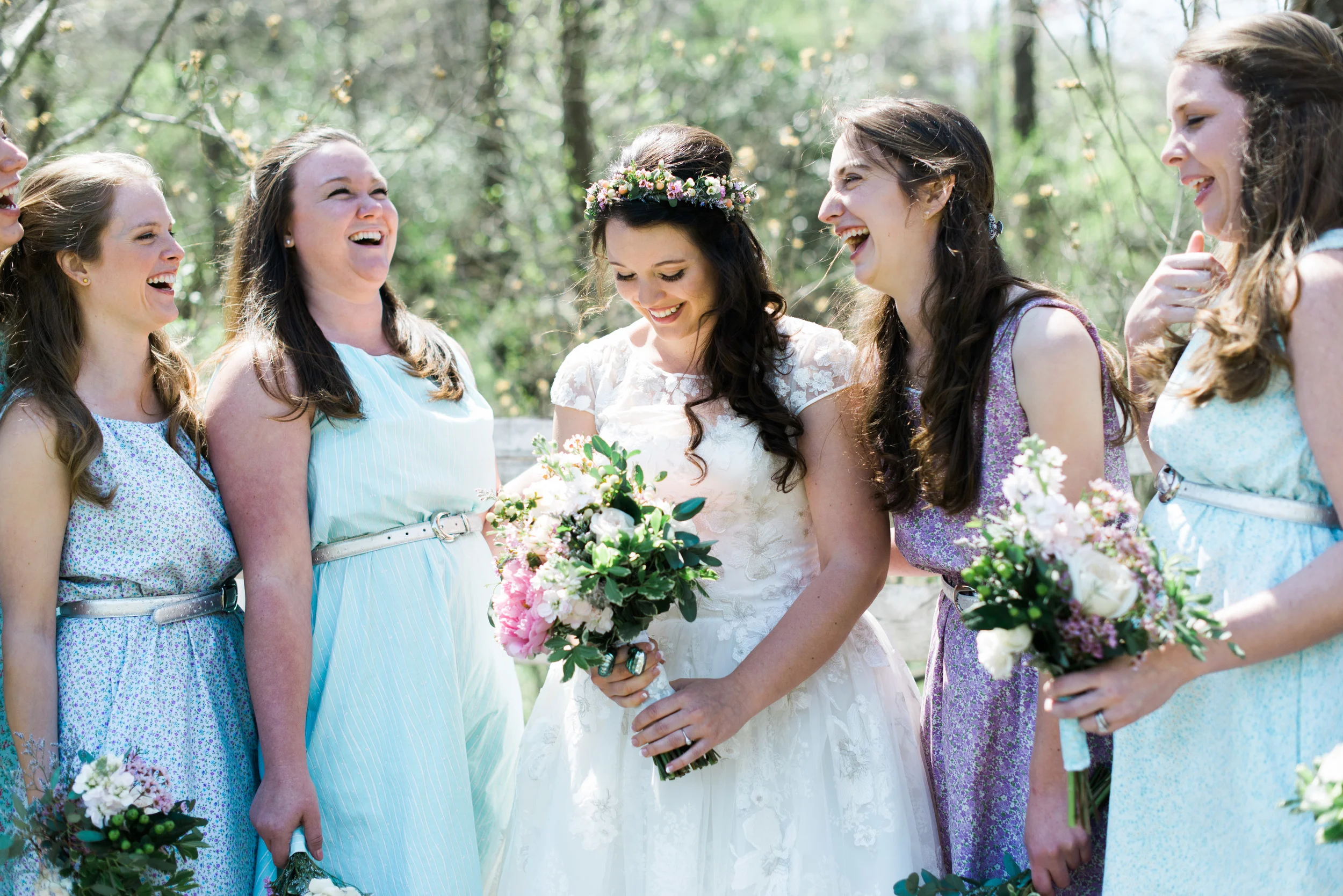 Jenevieve also MADE all of the bridesmaid's dresses. And yes, you guessed it, they match the groomsmen's bowties!