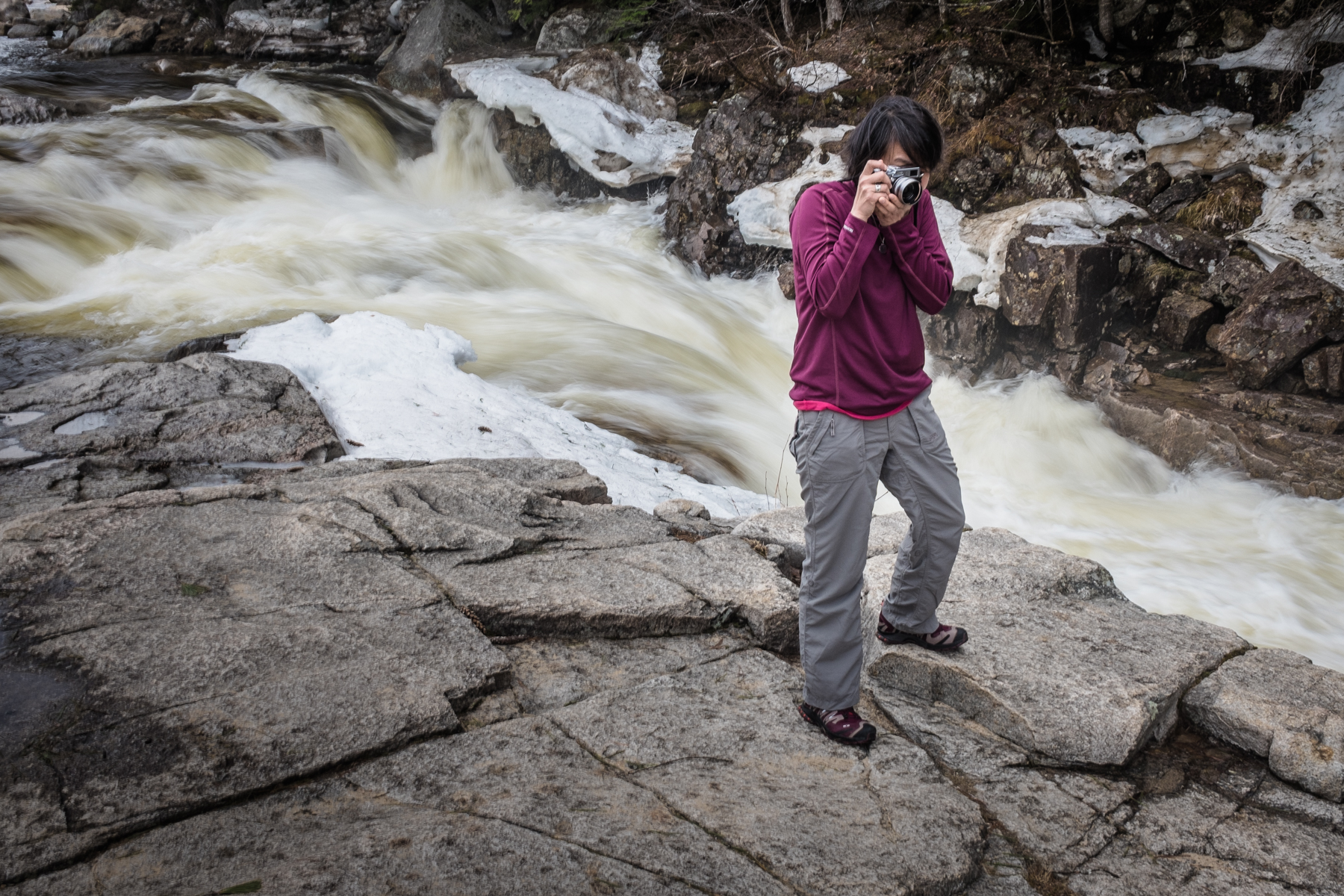 Built in Neutral density is a nifty feature when you need to slow down the shutter in normal light (Rocky Gorge in the White Mountains of New Hampshire). Jenny liked my camera so much she bought one of her own. A silver one. It looks better in silver.