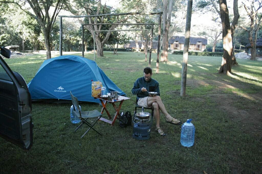 Our camp set up at Rivervalley Campsite. Photo: K. Fleurial