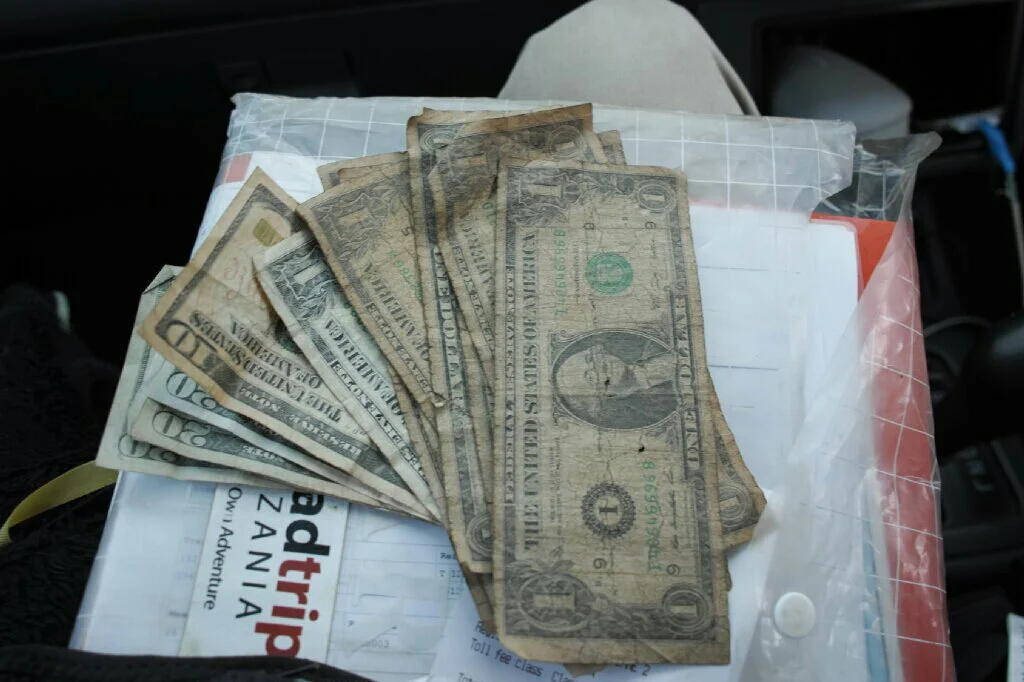 Zimbabwe toll booths have some of the crummiest money we've seen! Photo: K. Fleurial