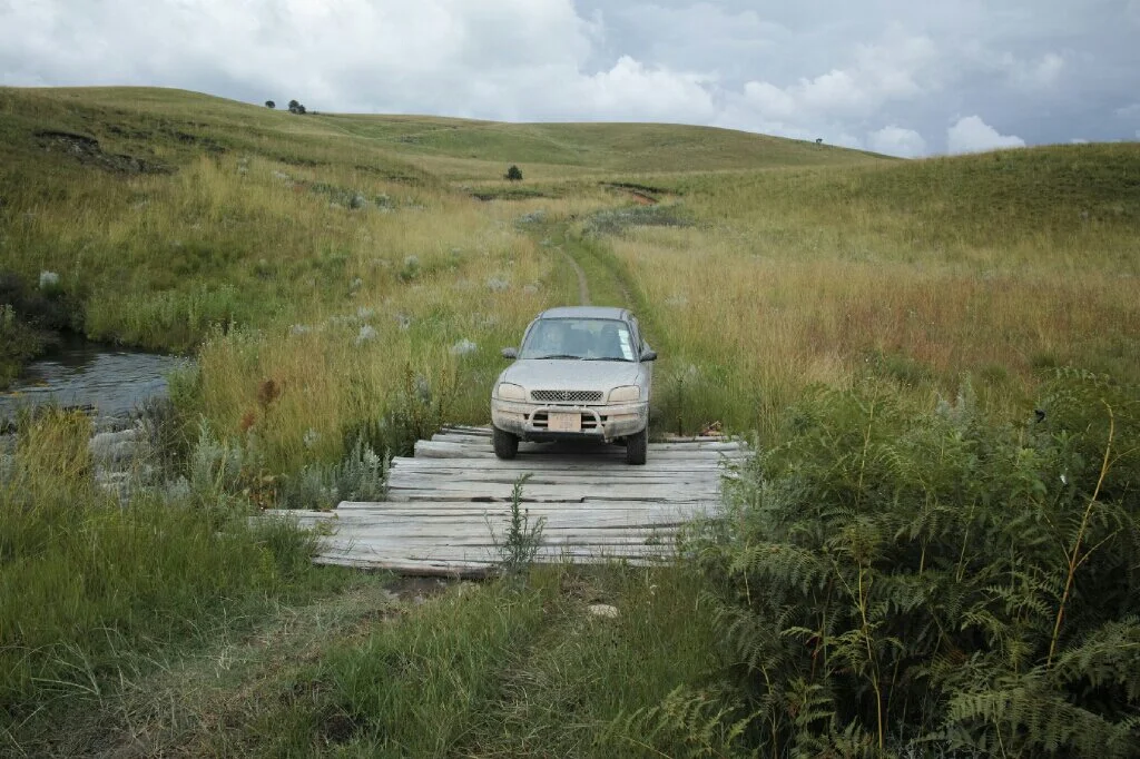 Just driving over a log bridge. NBD. Photo: K. Fleurial