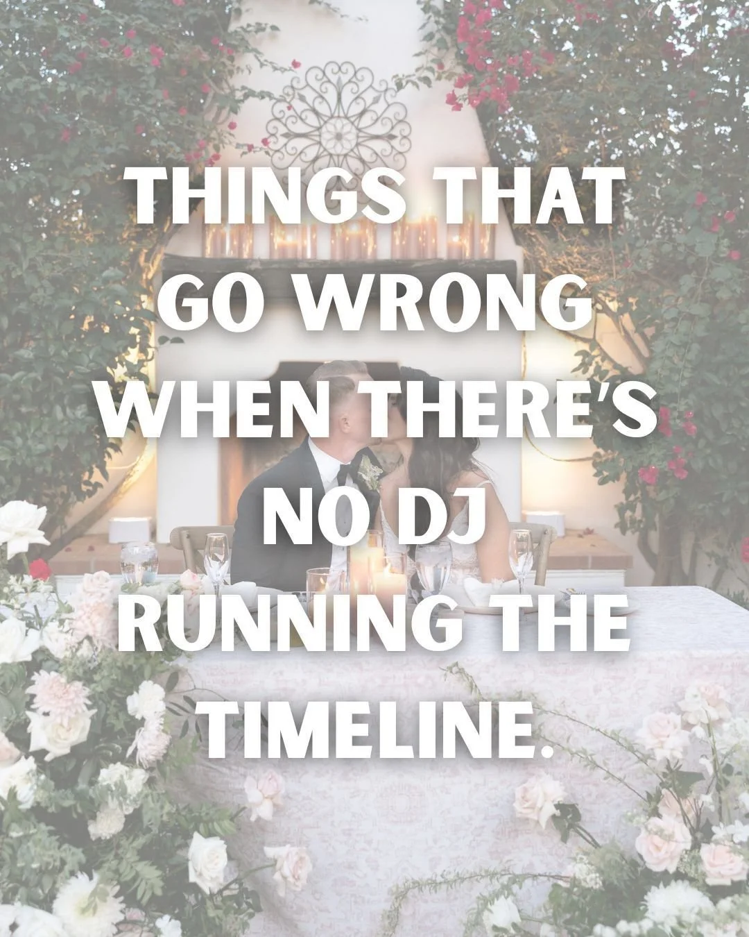 &bull; Guests confused
&bull; No one knows when speeches start
&bull; Dinner runs late
&bull; Dance floor opens awkwardly

Our job is simple:
Bring the music.
Guide the night.
Create a packed dance floor.
So you can focus on what matters most: Celebr