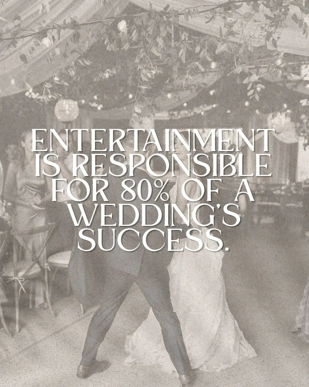 80% of your wedding&rsquo;s success = the entertainment
Choose accordingly. 

#verumlux