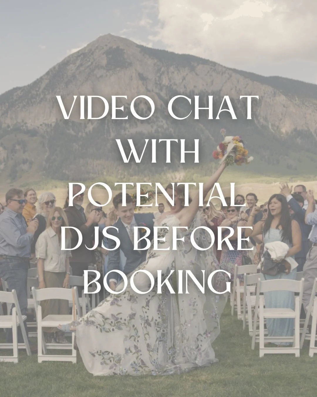 The last thing you want at your own wedding is to feel uncomfortable. 

Chemistry matters. 

Your DJ will be speaking to your guests, coordinating with vendors, and leading key moments of your night.

Schedule a video call. Ask questions. Feel the vi