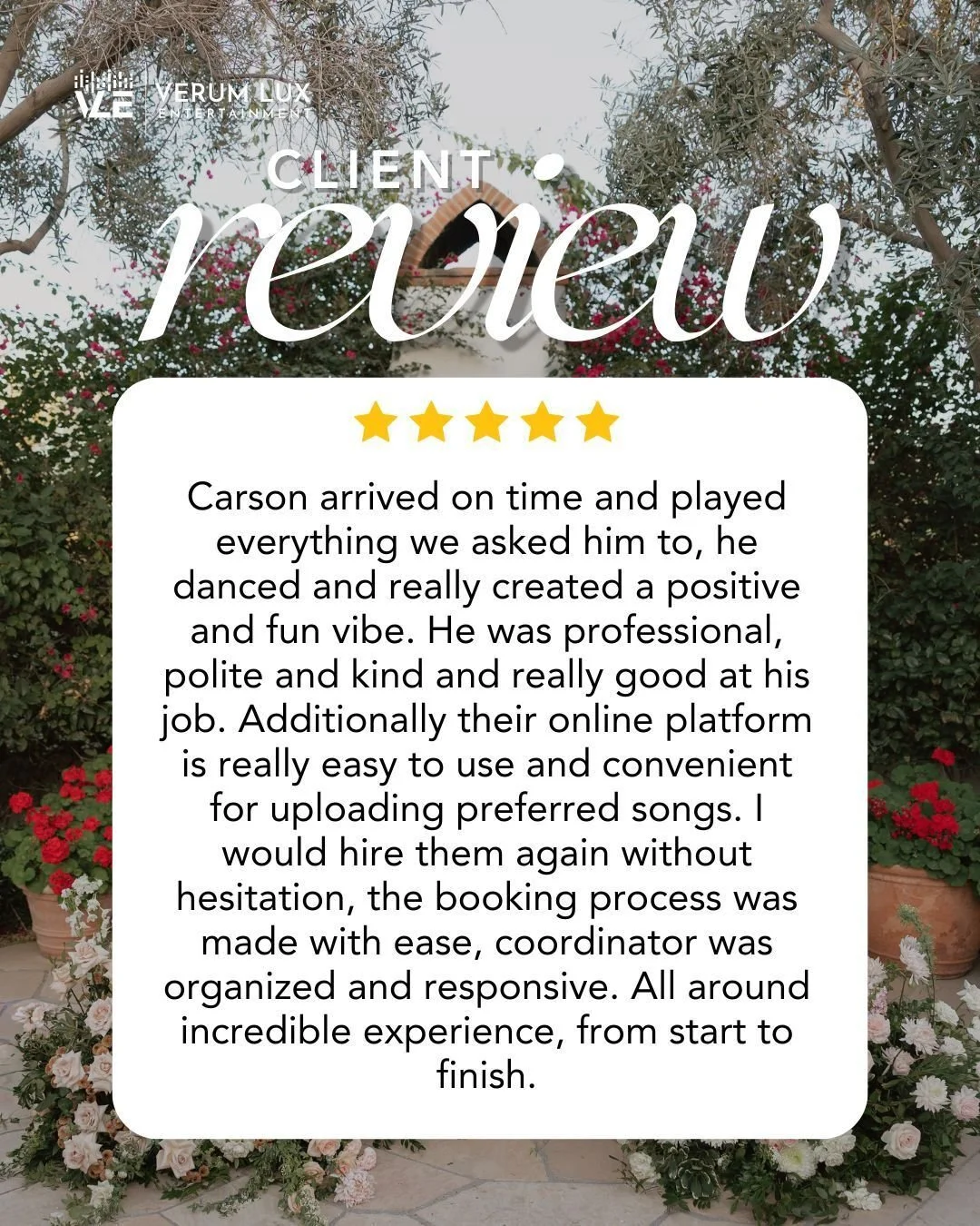 Reviews like this mean everything to us 🤍

At the end of the day, our goal is simple: create an experience that feels effortless, personal, and unforgettable for everyone we work with.

So grateful for amazing clients who trust us with their events 
