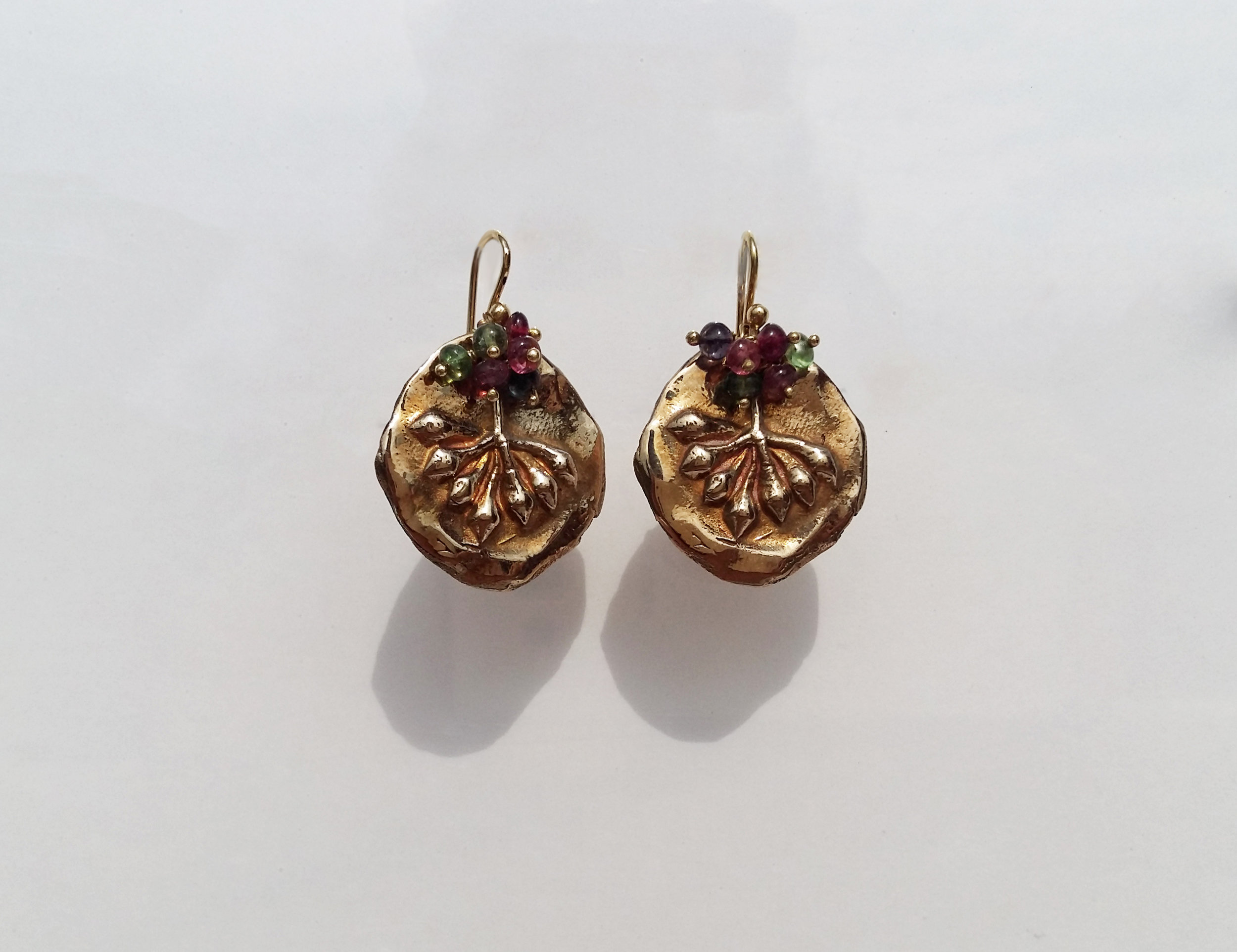 Boucles d’oreilles Lérins en Or jaune 18K et une pampille de Tourmalines