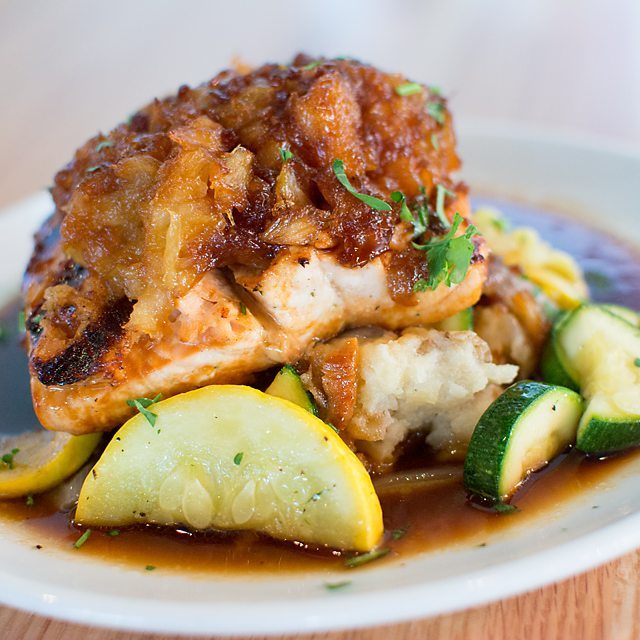 WEDNESDAY SPECIAL- 25% off ALL Boston's Specialty Items. 
Surfside Salmon is what's for dinner. We marinated our delicious Salmon in a Teriyaki glaze and topped with crushed pineapple. Served on top of our home made mashed potatoes and sauteed vegeta