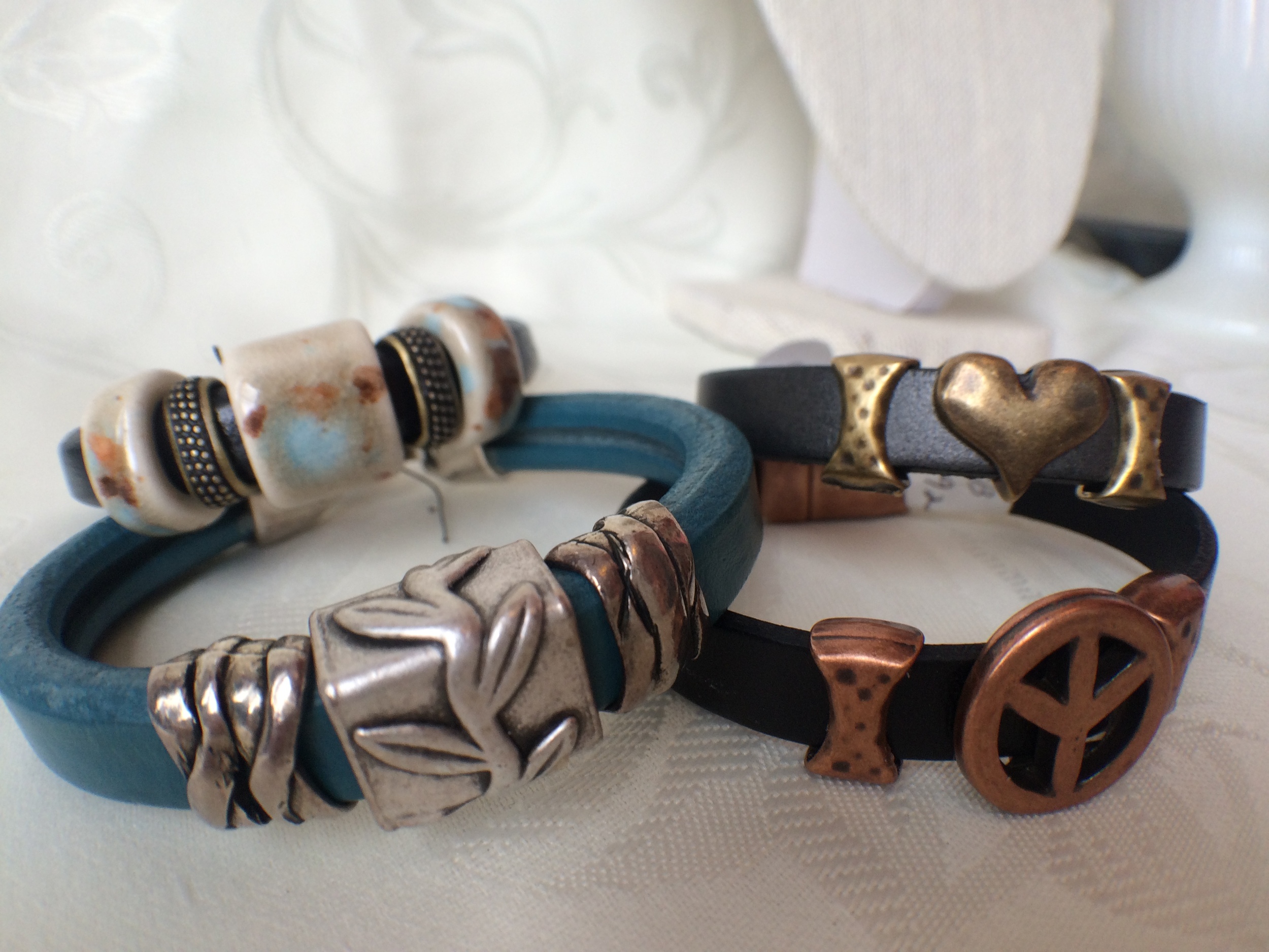 Leather and Regaliz Slider Bracelets