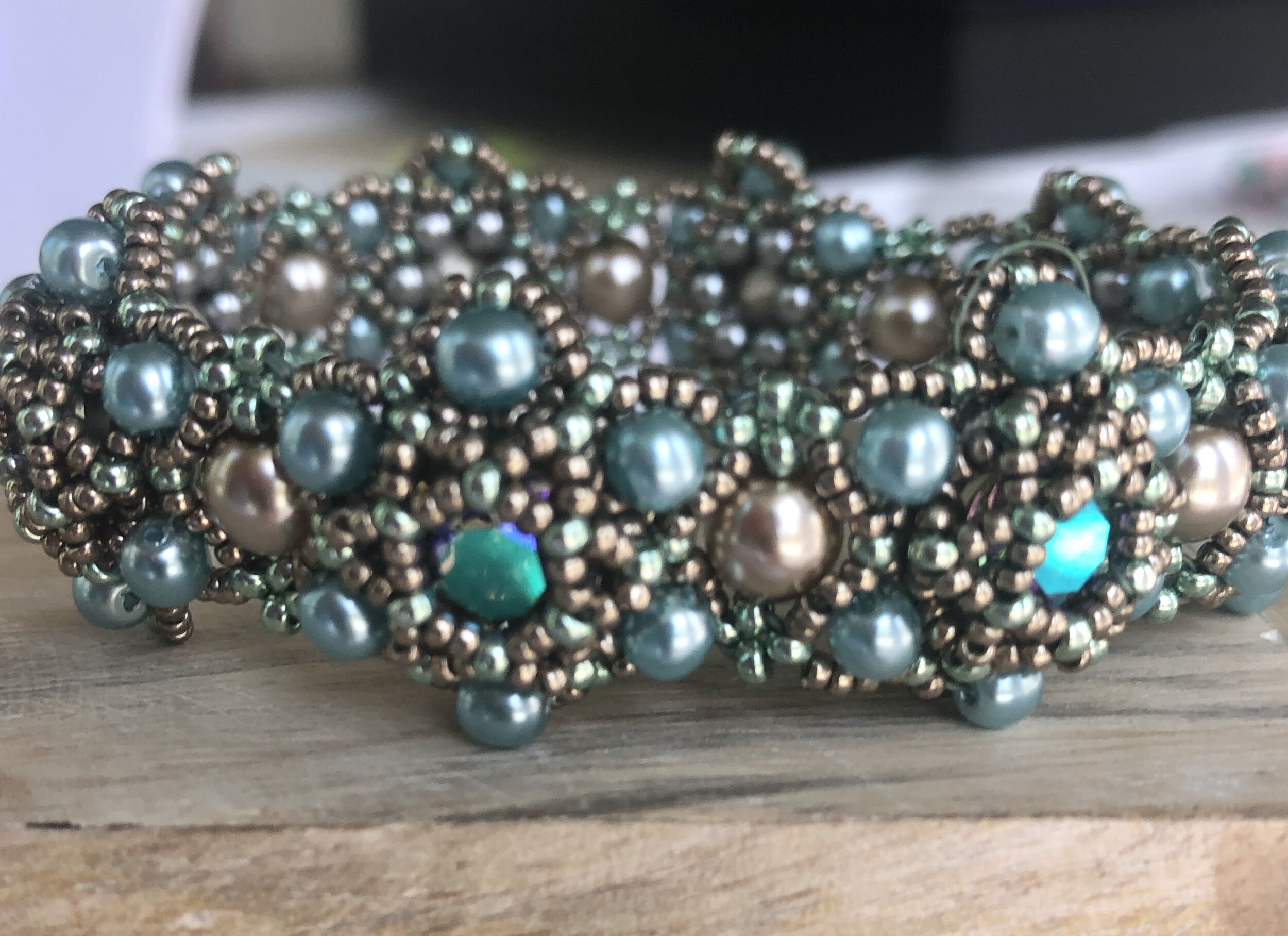 Pearls and Crystals Galore!  Cuff with Magnetic Clasp