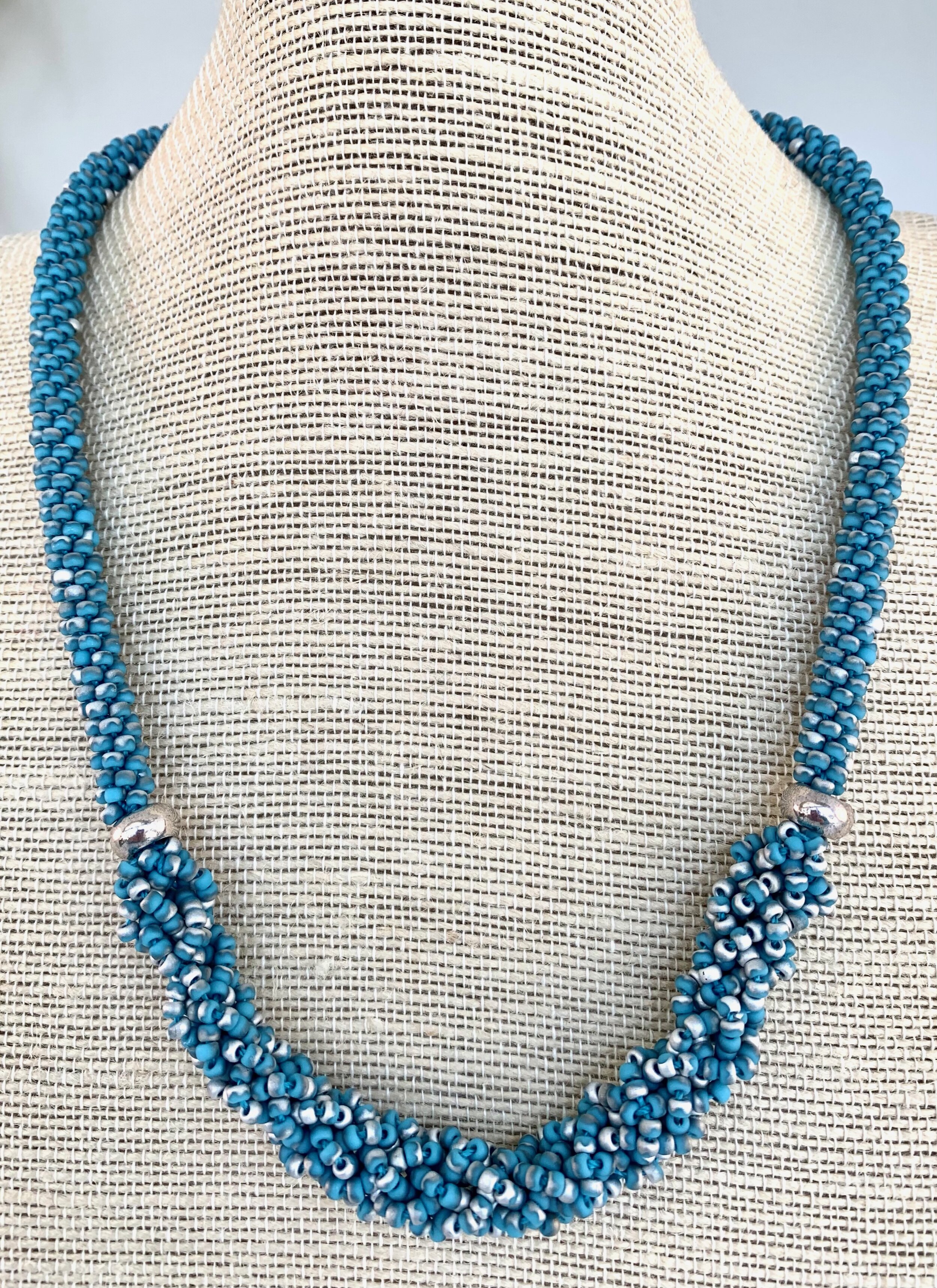 Silver Sky Kumihimo Necklace