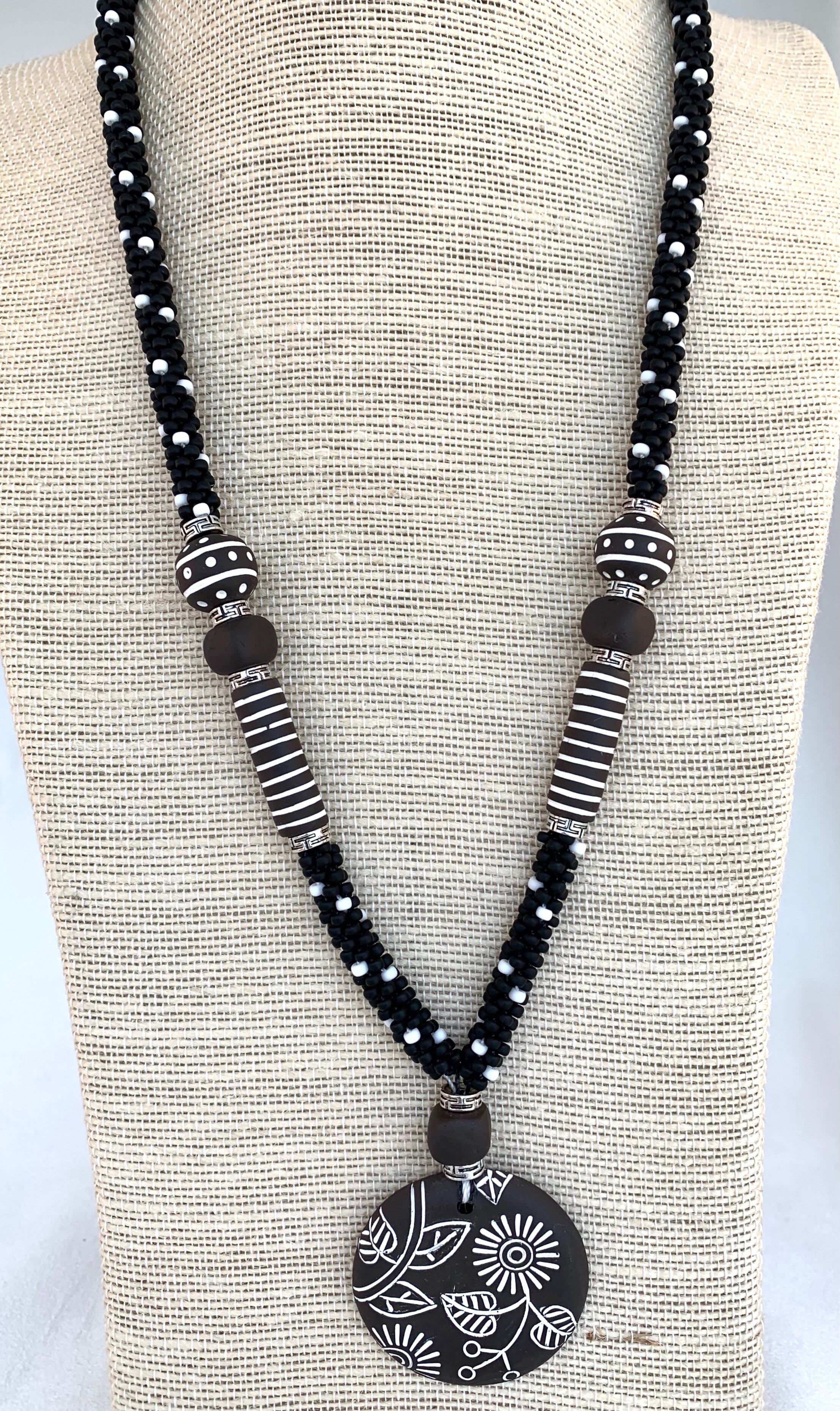 Black and White Pendant Necklace