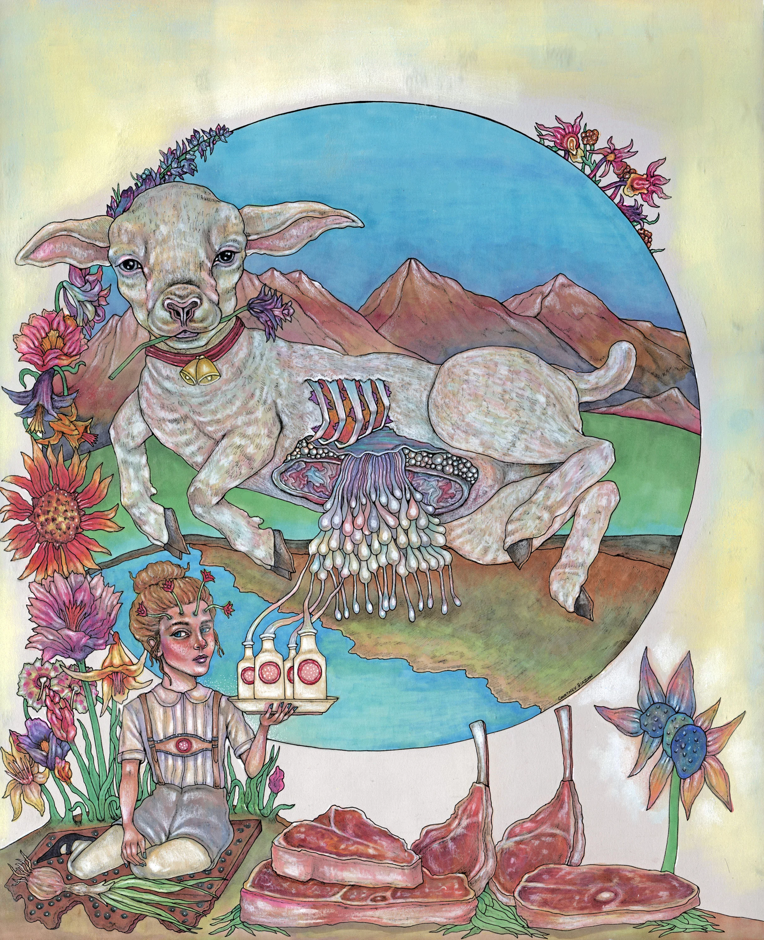 Farm to Table, Pen and Marker on Paper, 16" x 20", 2013