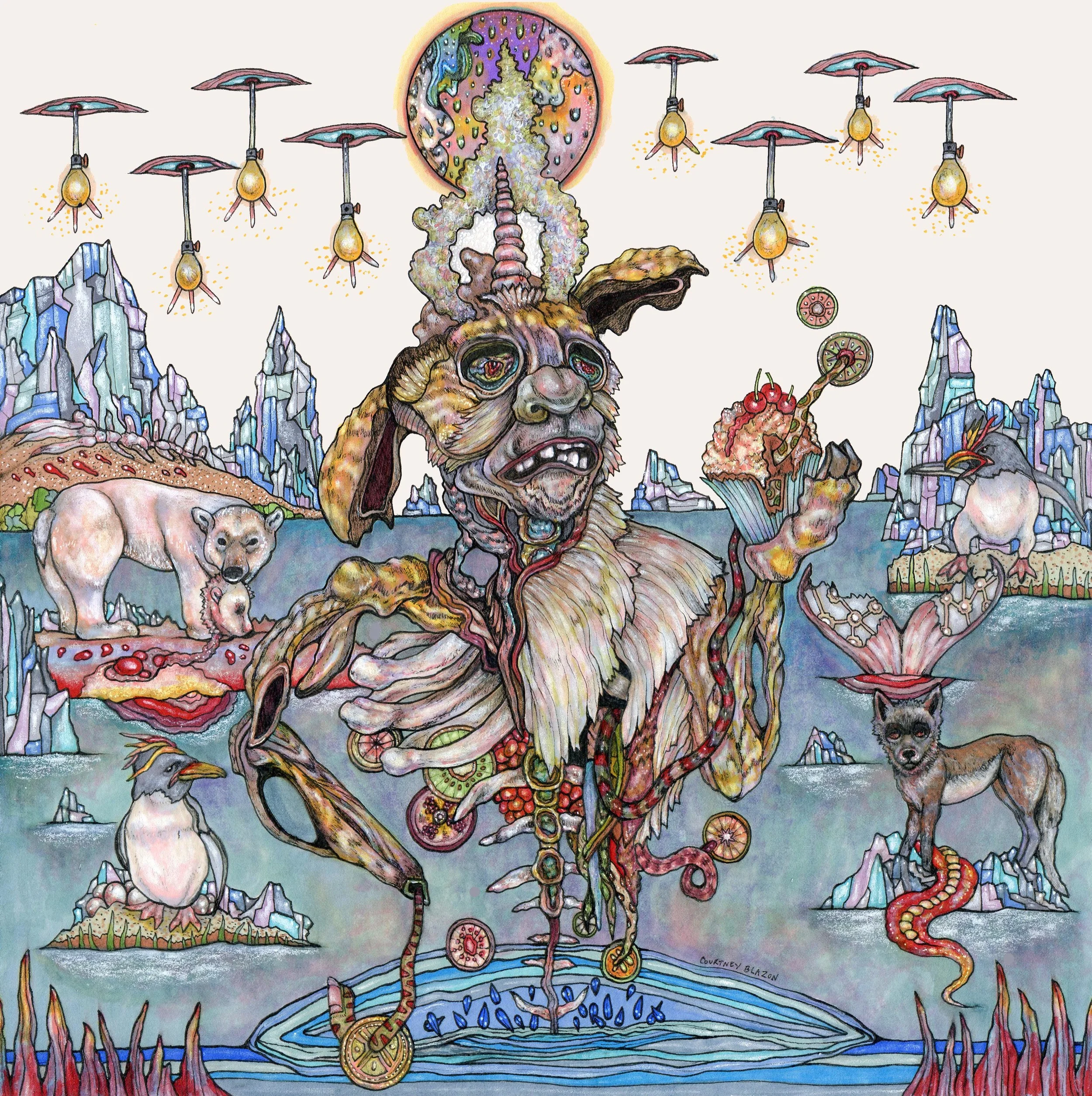 After the Seventh Son of the Seventh Son, Pen and Marker on Paper, 12" x 12", 2012 SOLD