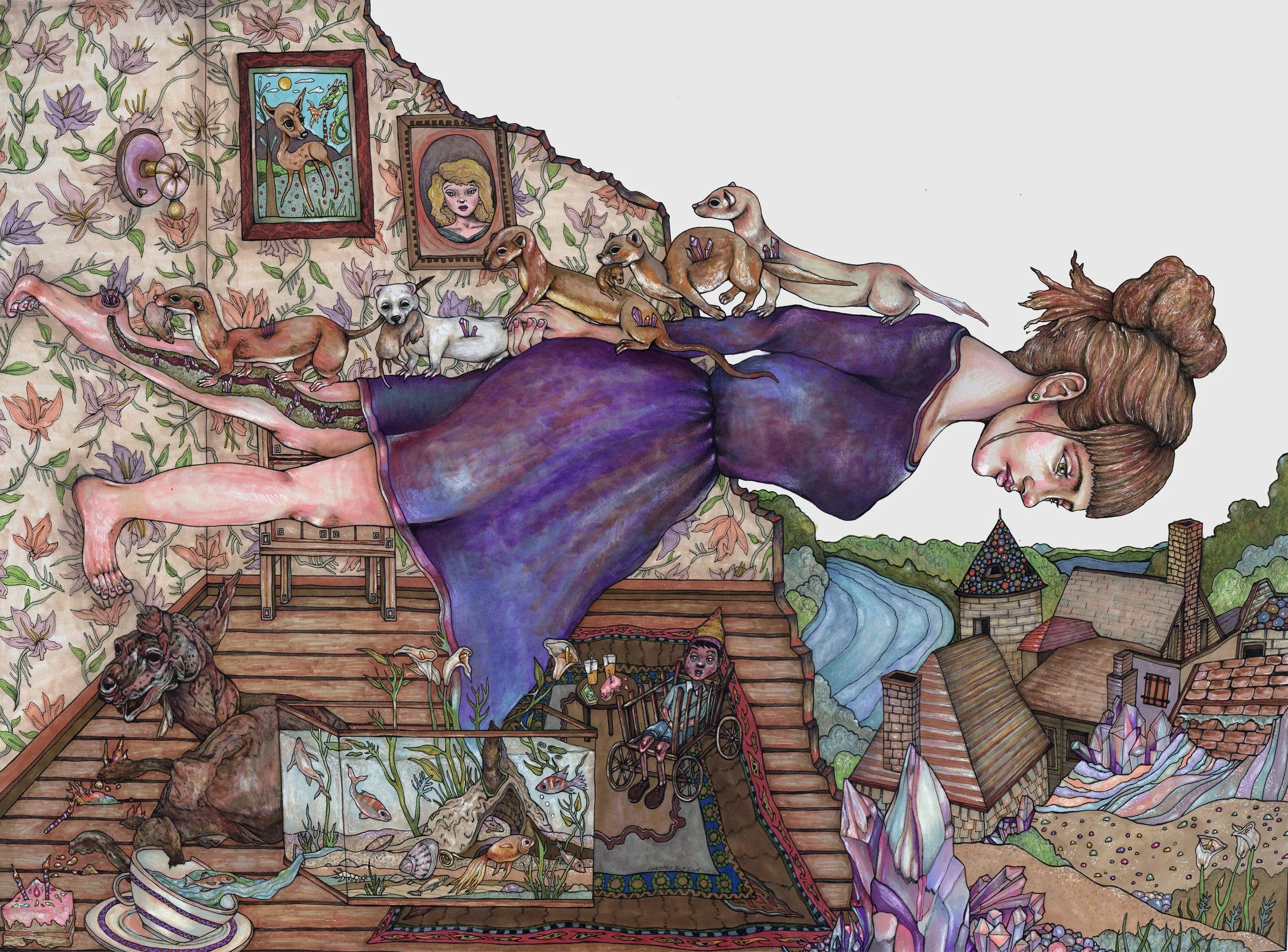 O Seasons, O Chateau, Pen and Marker on Paper, 22" x 30", 2012 SOLD