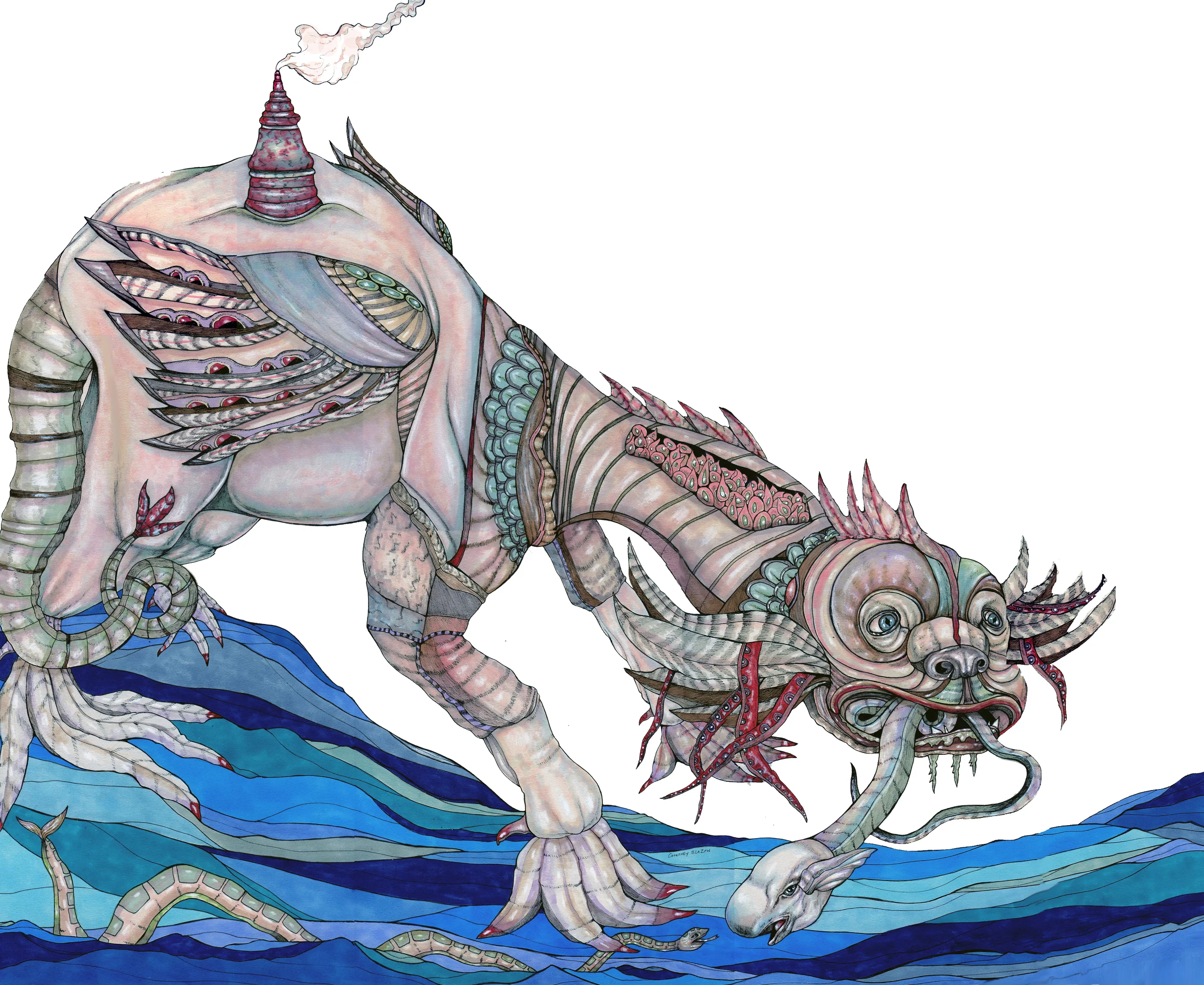 Architeuthis Shipwrekki, Pen and Marker on Paper, 20" x 24", 2010 SOLD