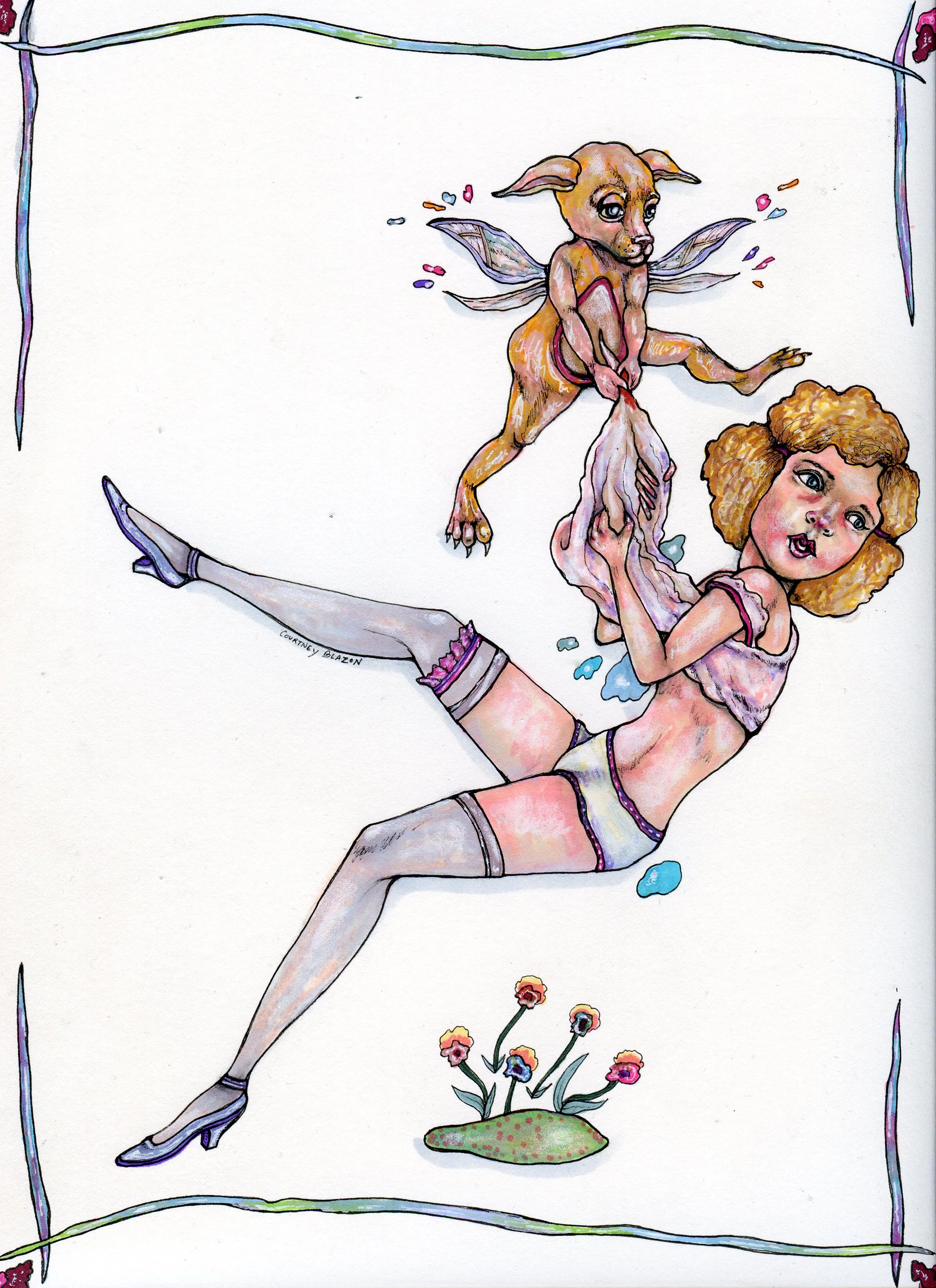 Little Sleeping Girl and the Cherub Dog.jpg
