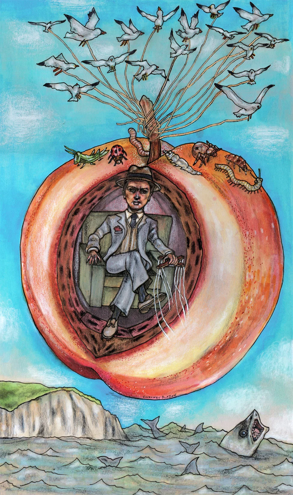 The Godfather travels to New York City on the Giant Peach
