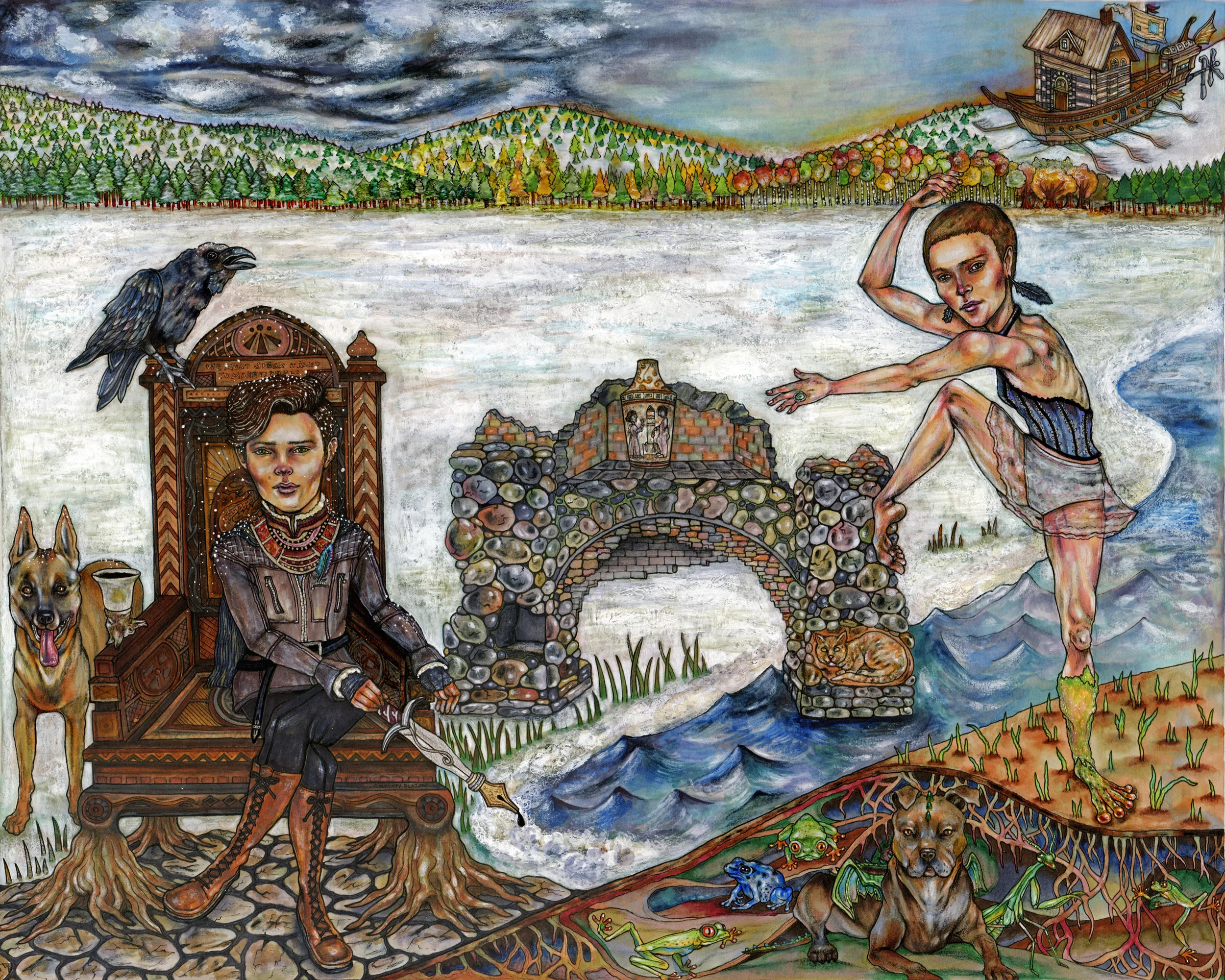 The King and the Frogdancer, Pen and Marker on Paper, 16" x 20", 2016