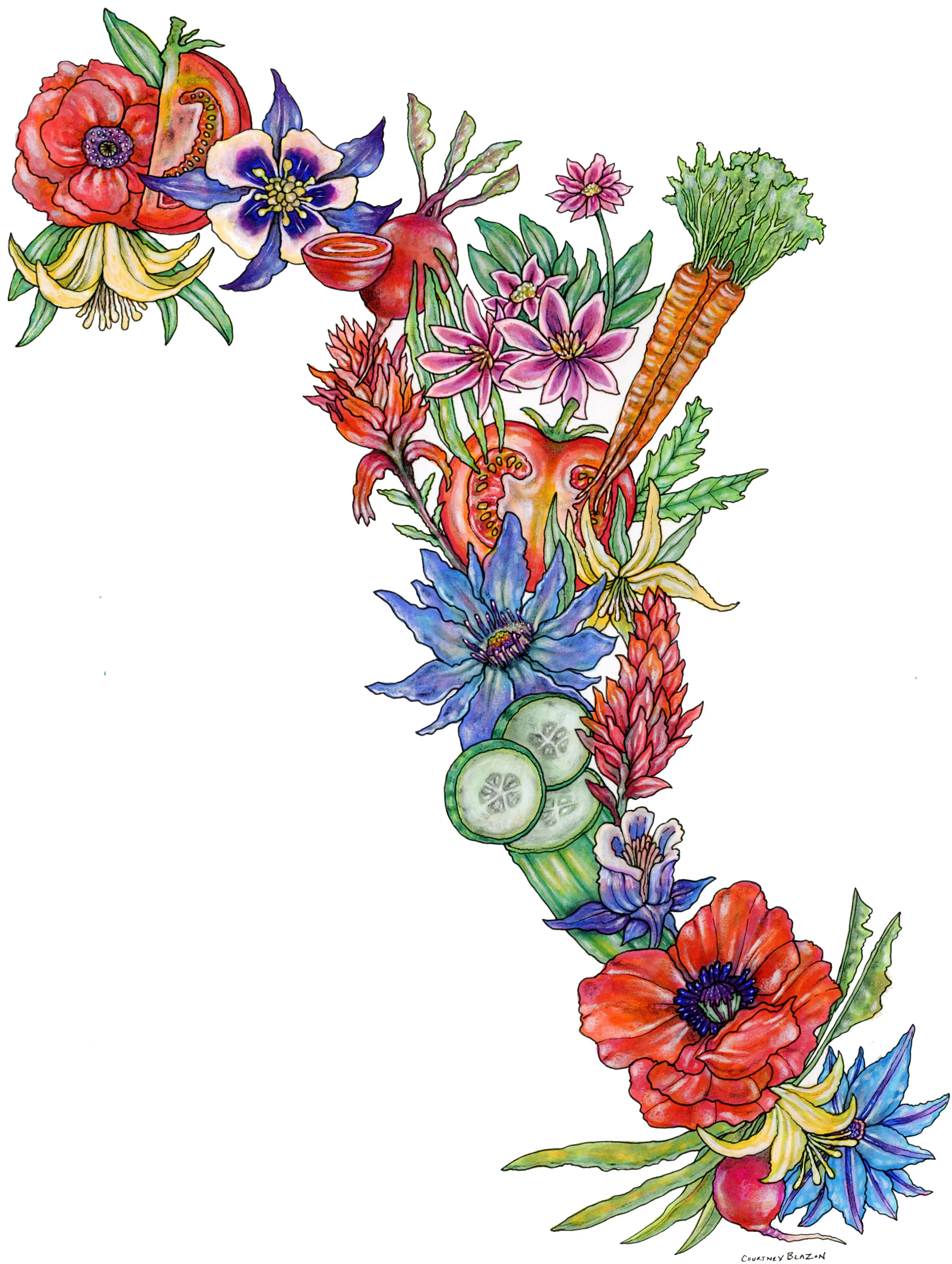 Flower and Vegetable Tattoo commission
