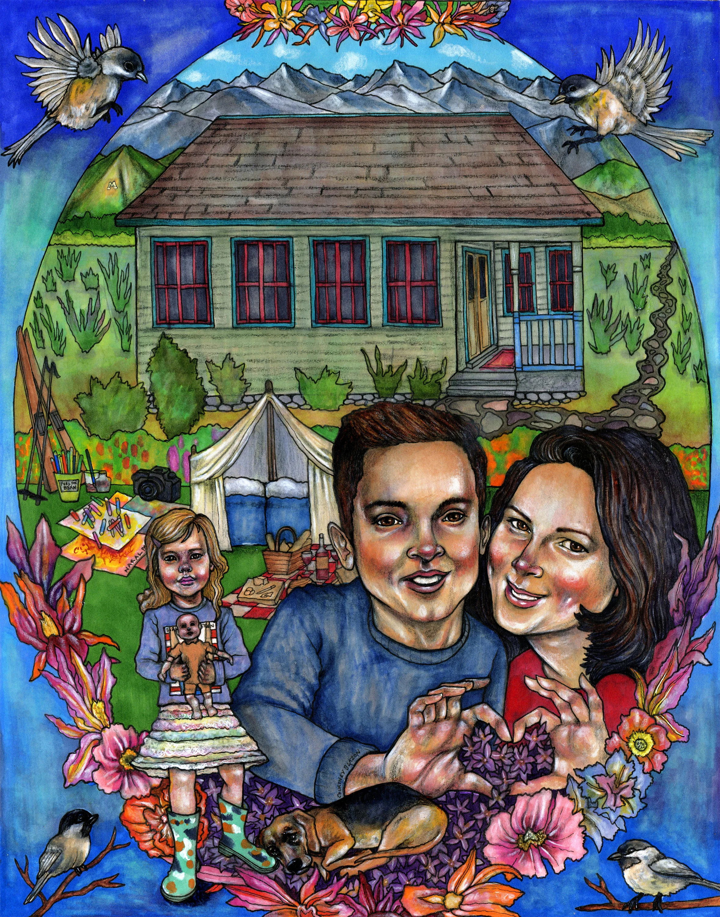 Tatum and AC, Pen and Marker on Paper, 11" x 14", 2016