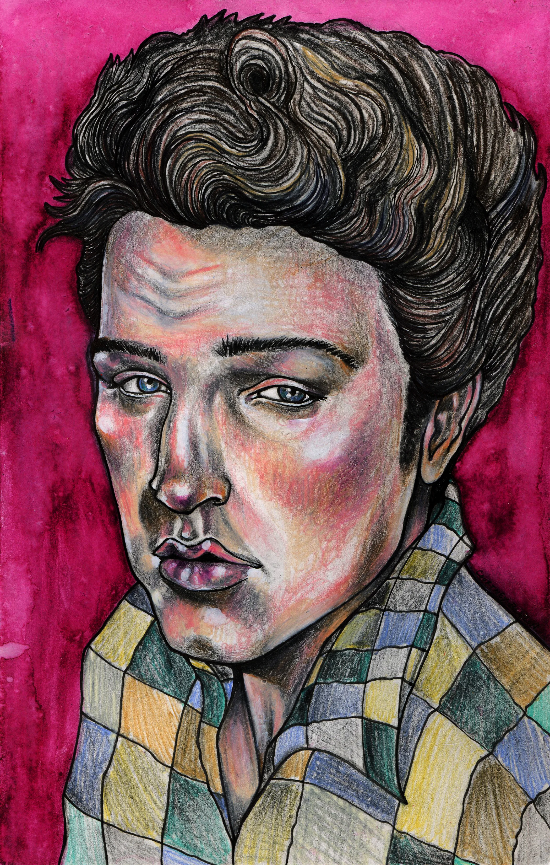 Elvis Presley, Pen and Marker on Bristol, 7" x 11", 2017