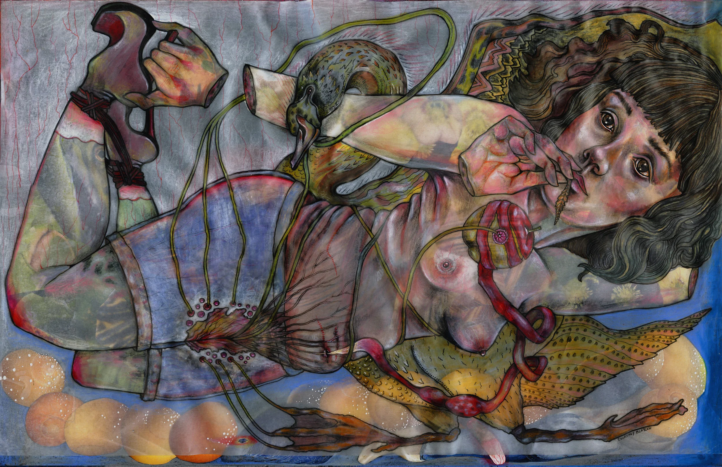 "White Rush", Mixed Media on Vellum, 13" x 20", 2017