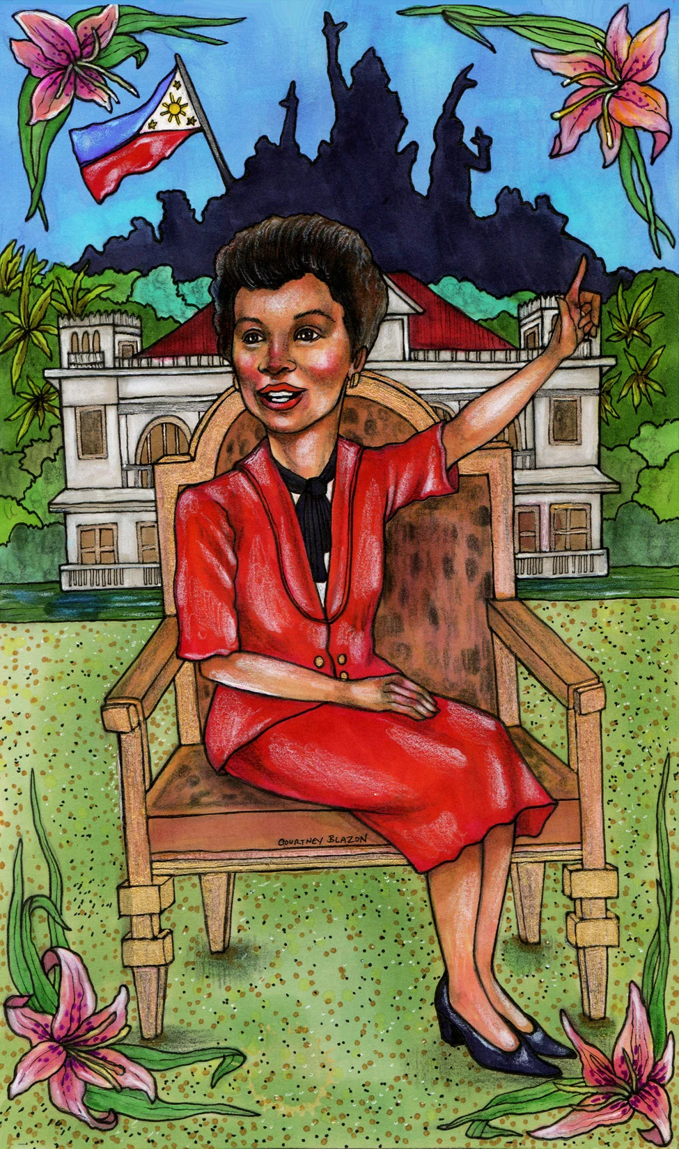 Corazon Aquino, Bookmark Design, Pen and Marker on Paper, 2017