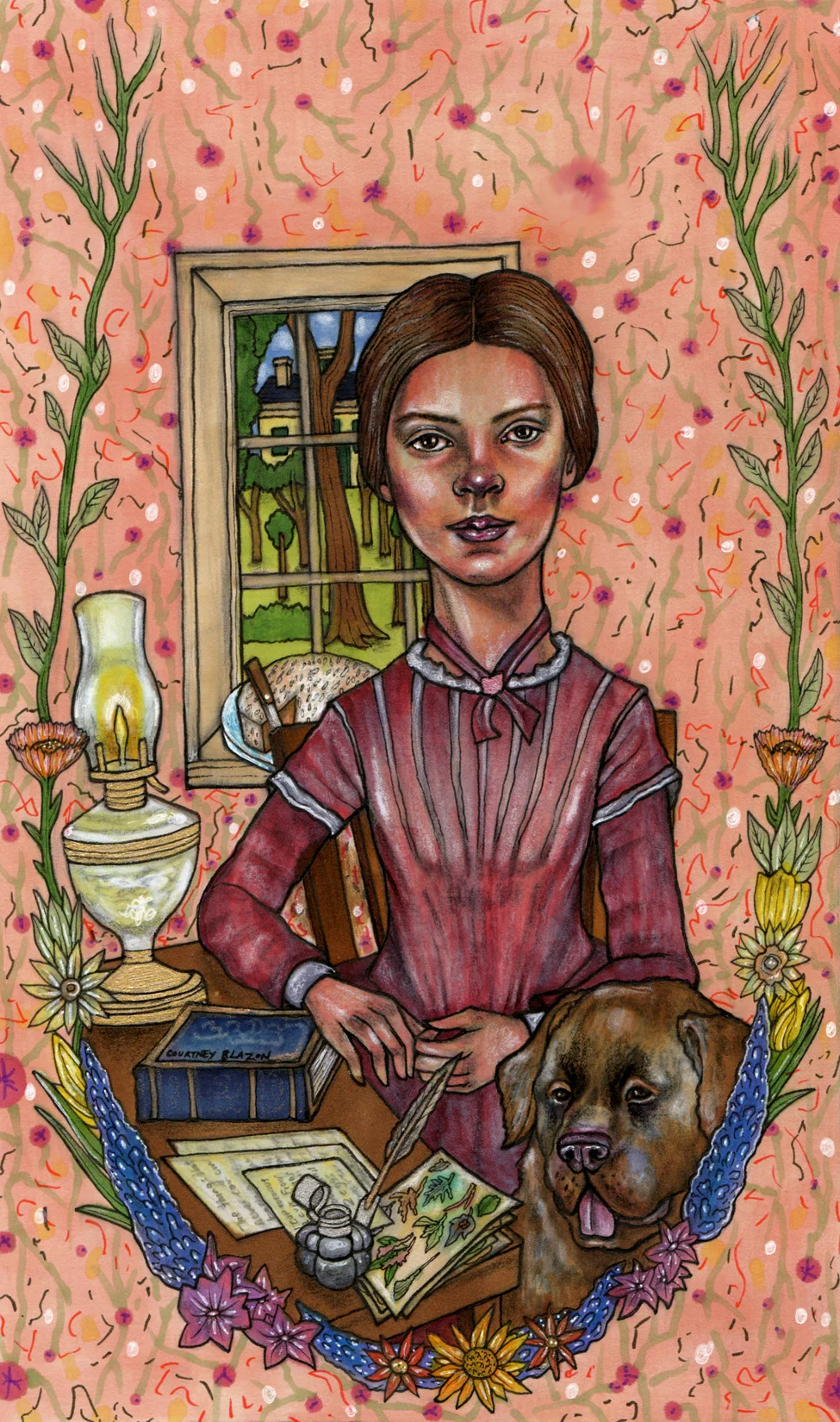 Emily Dickinson, Bookmark Design, Pen and Marker on Paper, 2017