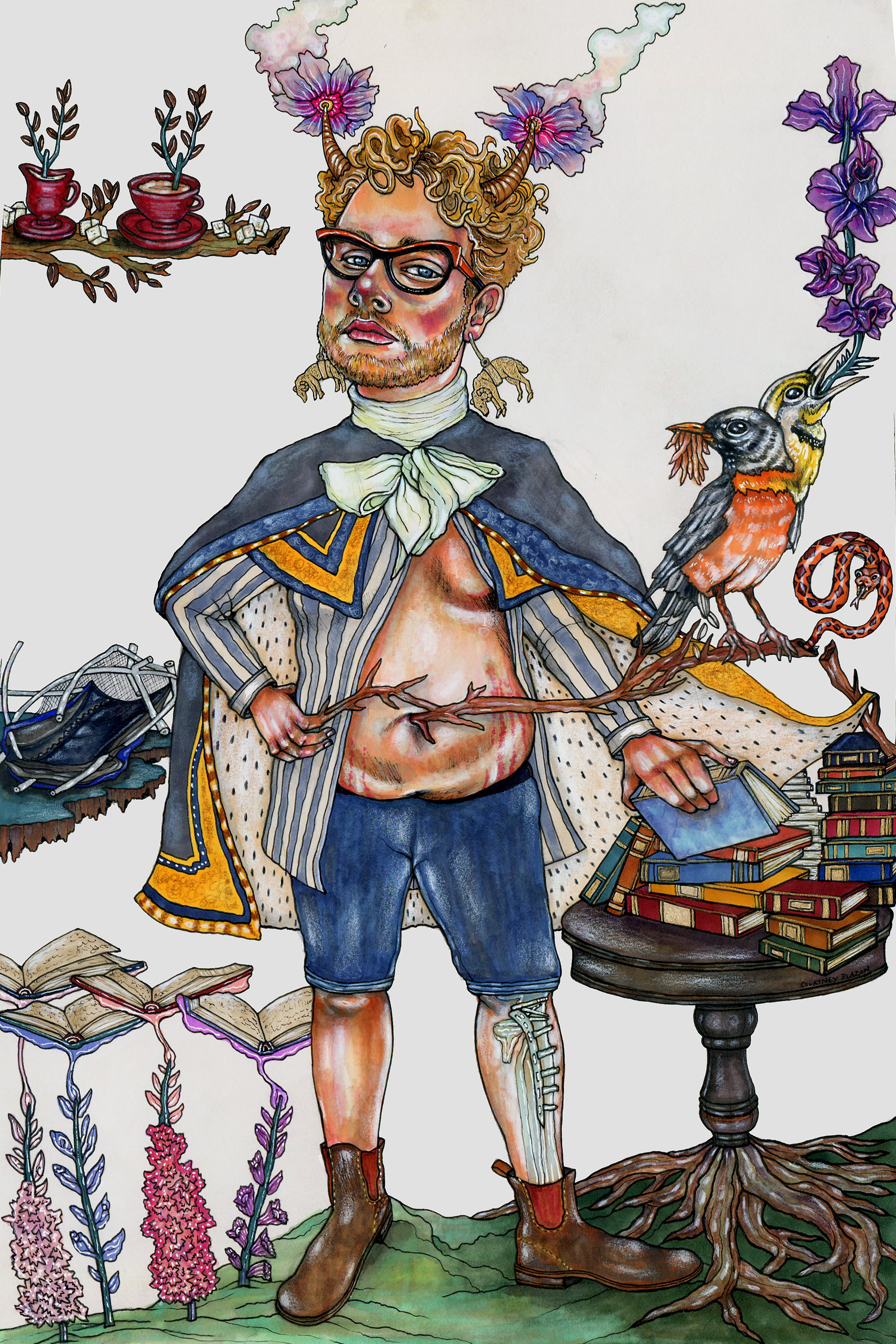 Prince Cameron, Pen and Marker on Paper, 12" x 18", 2019