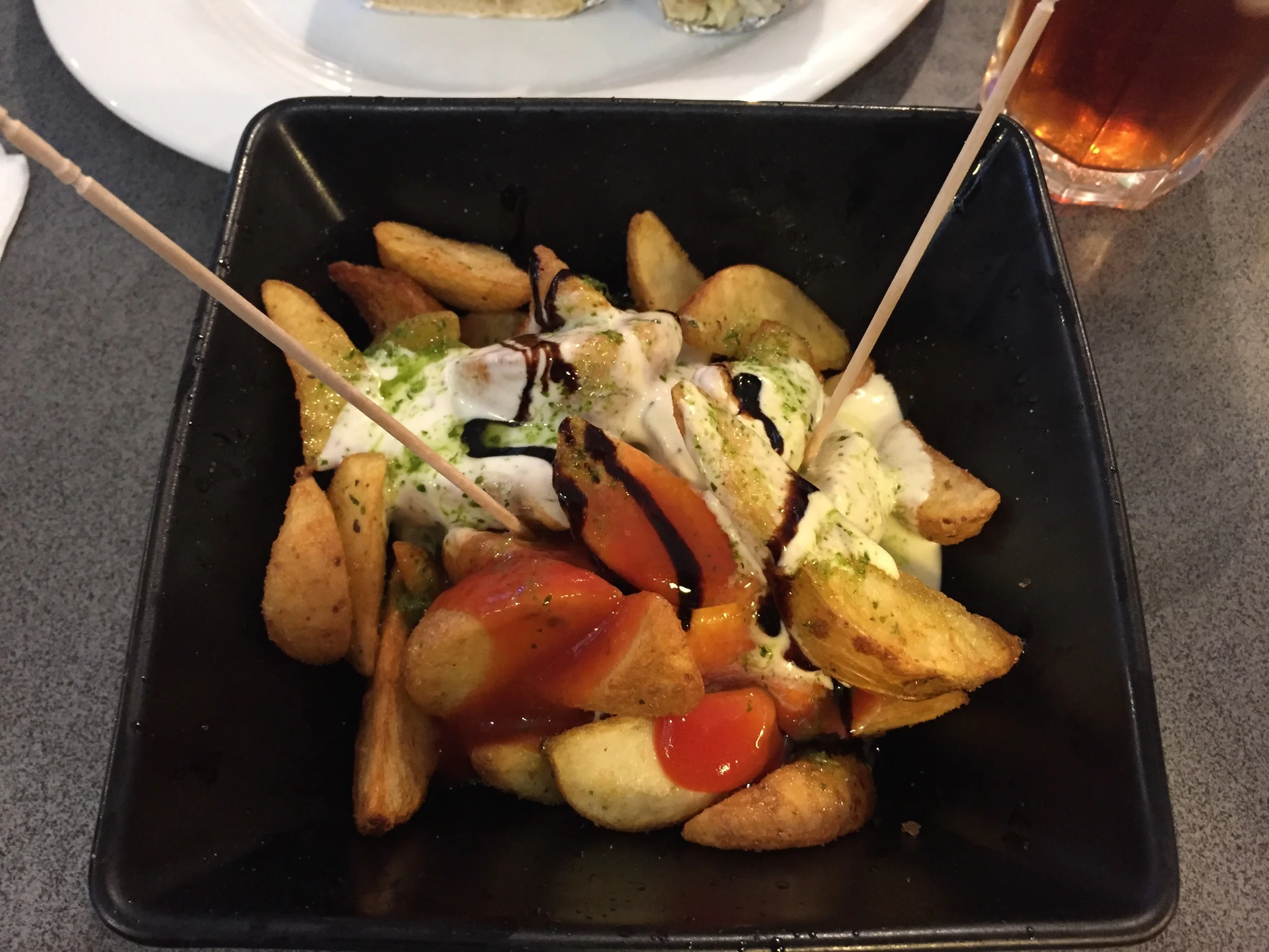 Hot little potatoes with five (FIVE) different sauces. What more could you ask for?