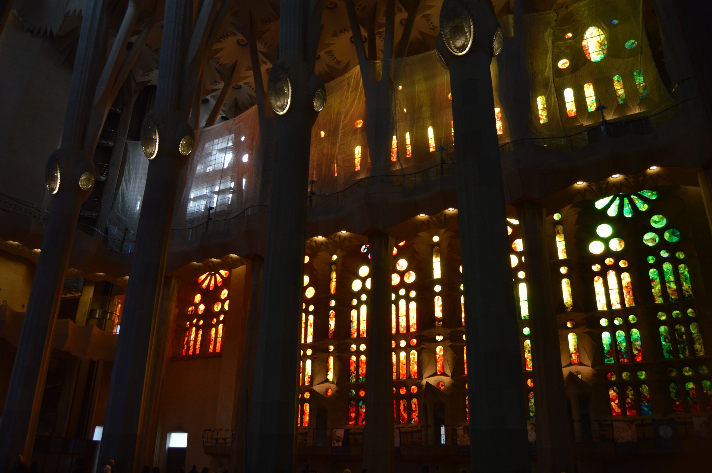 Another shot of the church's forest-like interior. Even though it was a cloudy day outside, the way the glass windows bring in the natural light is incredible and something Gaudí specifically designed the church to do. 