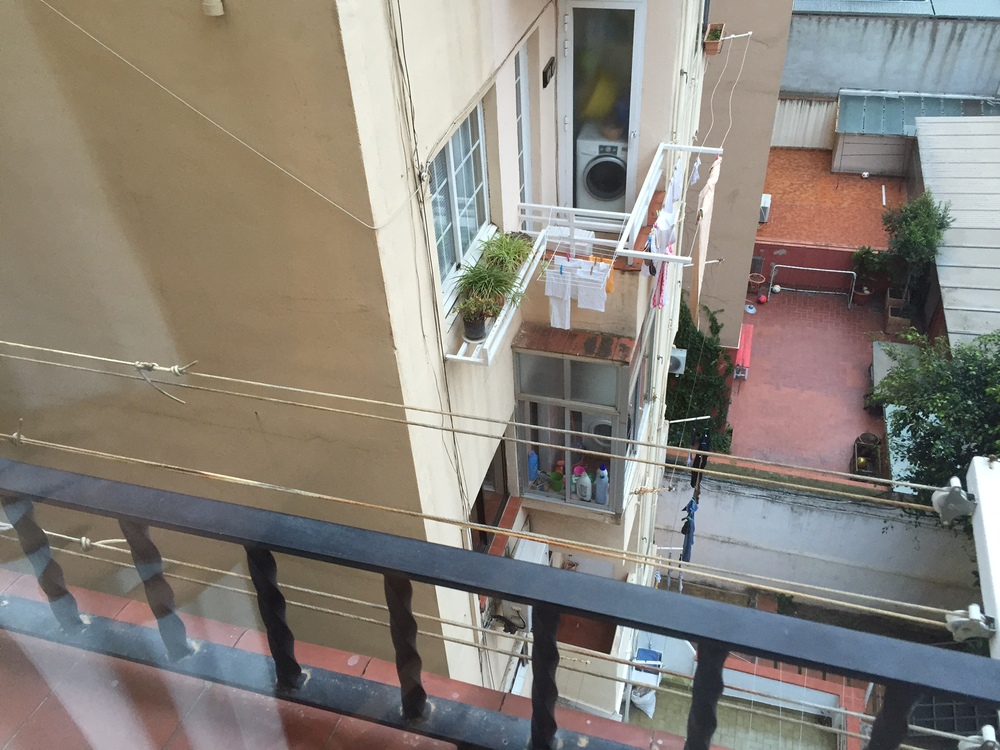  The two treacherous clotheslines that I was dealing with. Also, enjoy the incredible scenic views from my Barcelona apartment. Photos by Max Siskind 