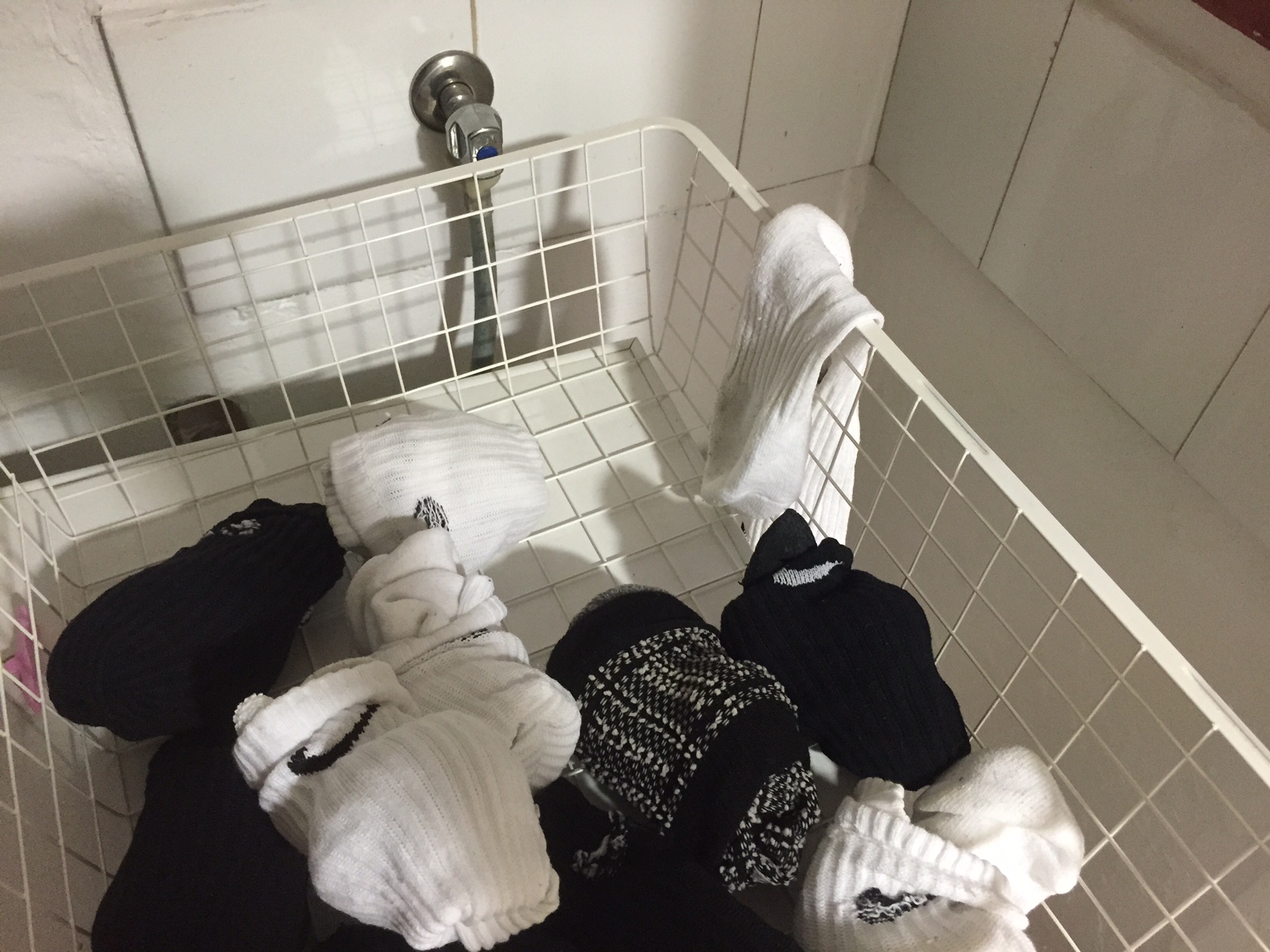 Even after all was said and done, a sock was still left unmatched. I guess some things about doing laundry never change, regardless of what country you're in. Photo by Max Siskind.