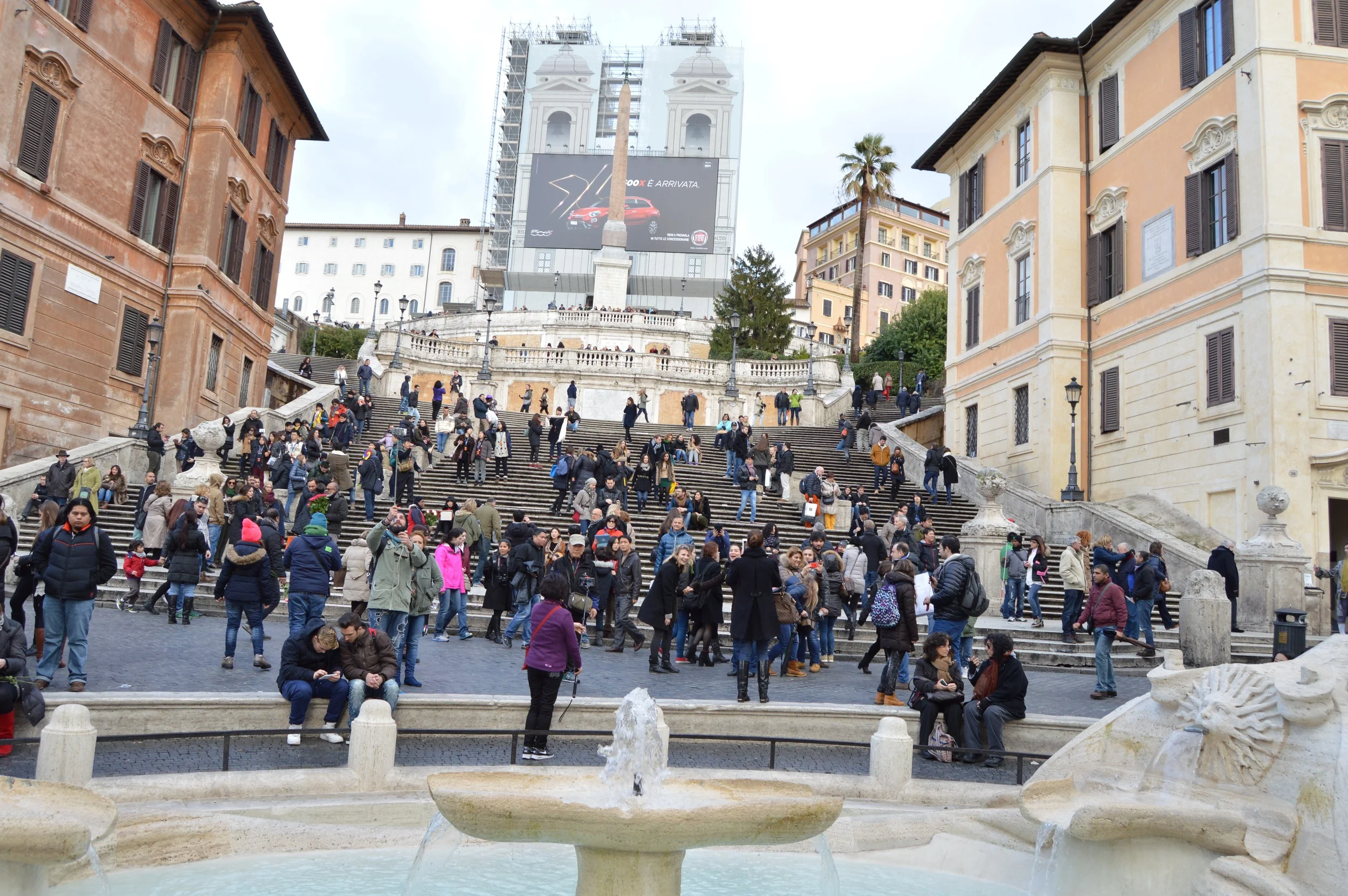 The Spanish Steps (and its accompanying construction and Fiat ad) in all of their glory. Photo by Max Siskind.