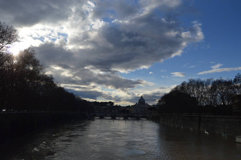   View of St. Peter's Basilica from across the Tiber River. Photo by Max Siskind.  