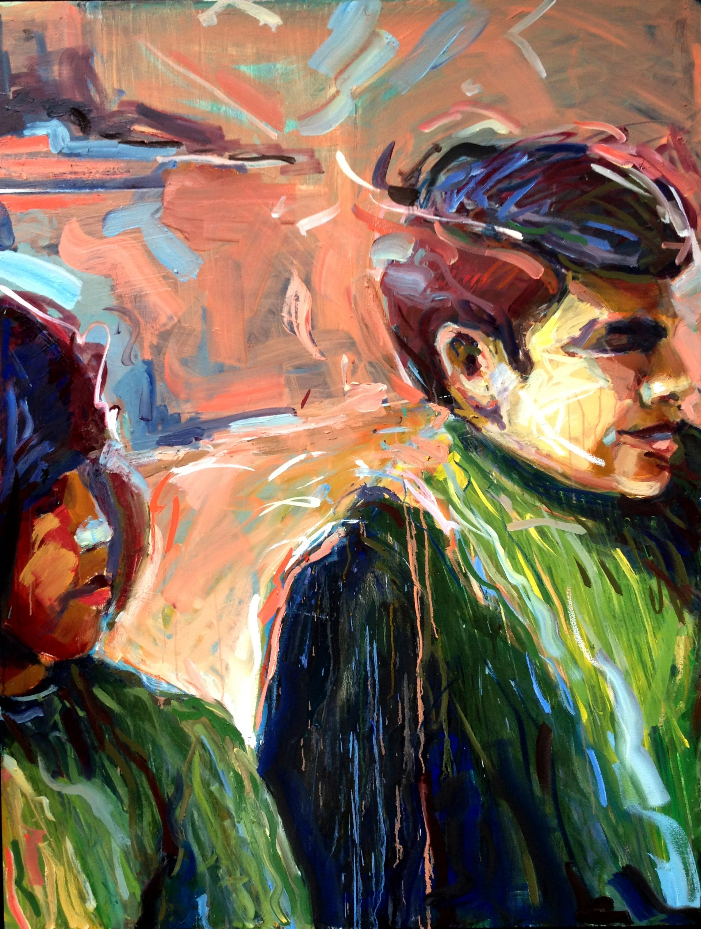 Matching Green Turtlenecks 2013 Oil on canvas 54" x 41"