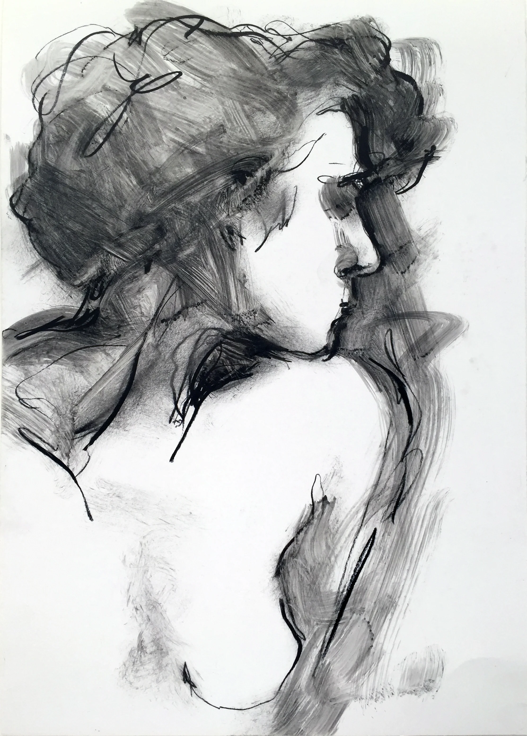 Nude 9 2016 Watercrayon on paper 15" x 9"