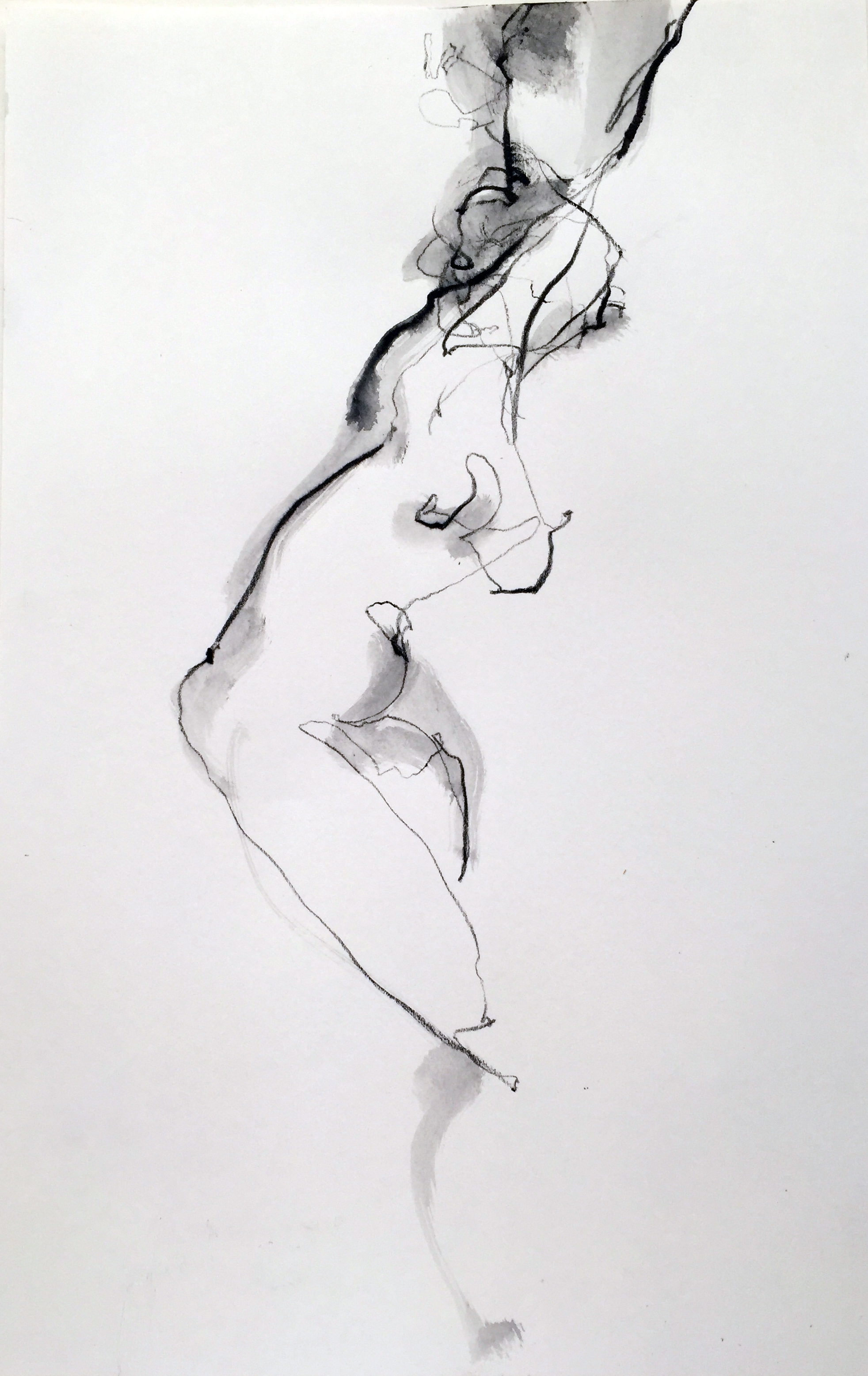   Nude 17  2016 Watercrayon on paper 15" x 11" 