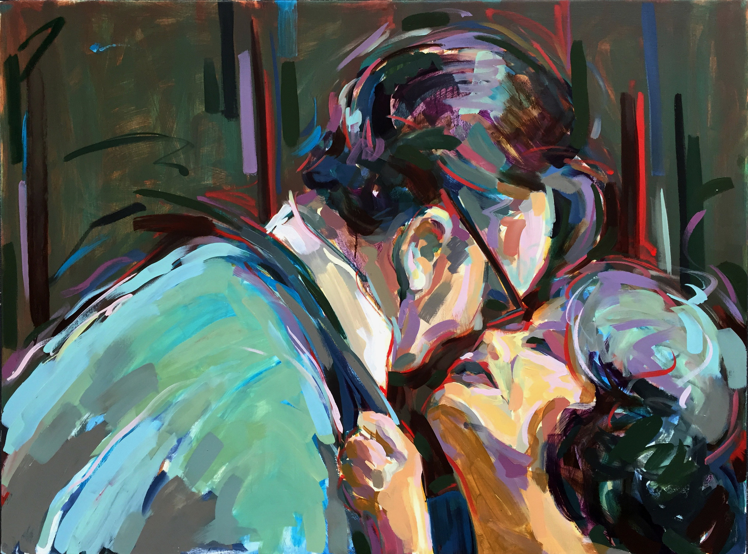   Big Sloppy Kiss  2017 Oil on canvas 30" x 40" 