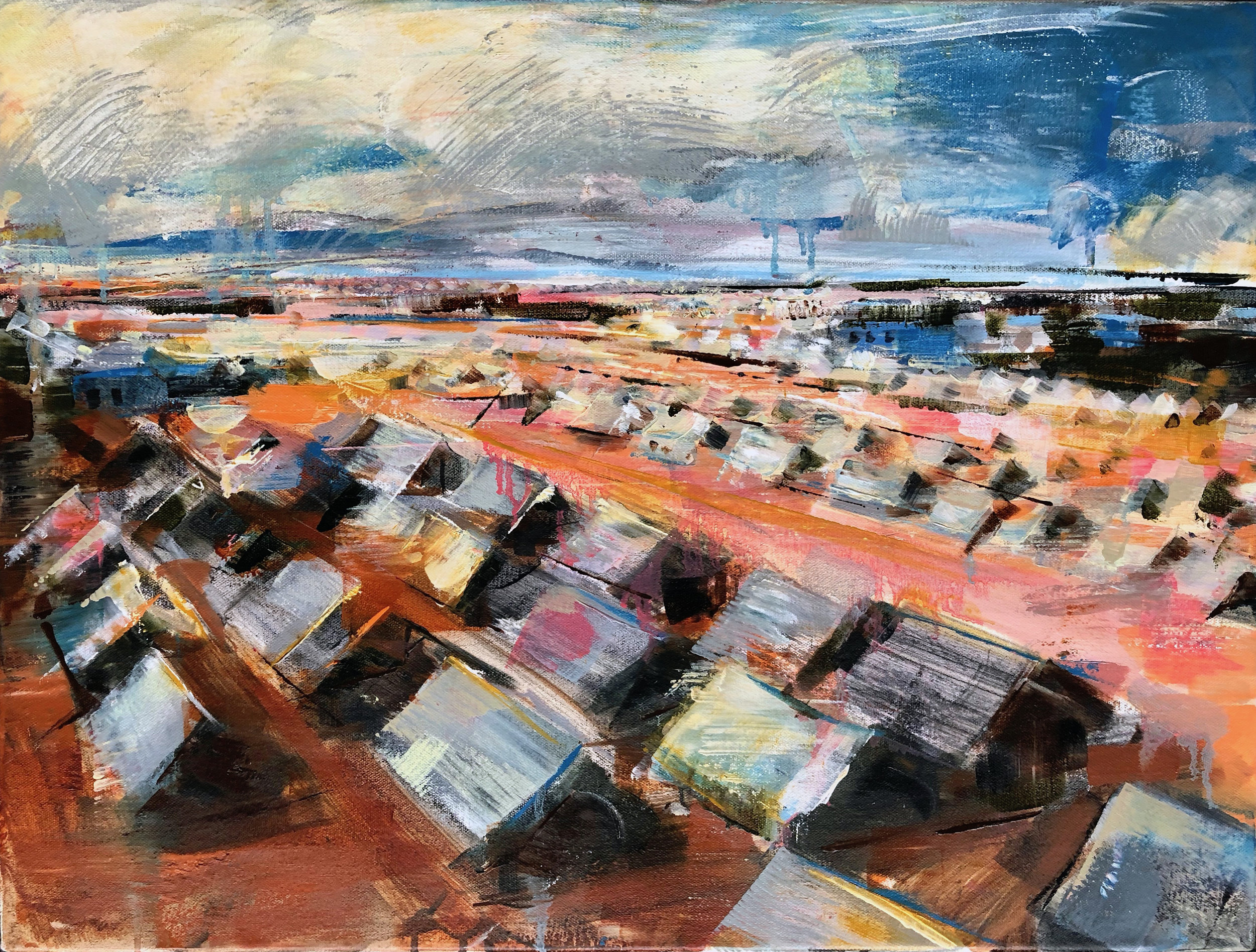   Refugee Camp  2019 Oil on canvas 18" x 24" 