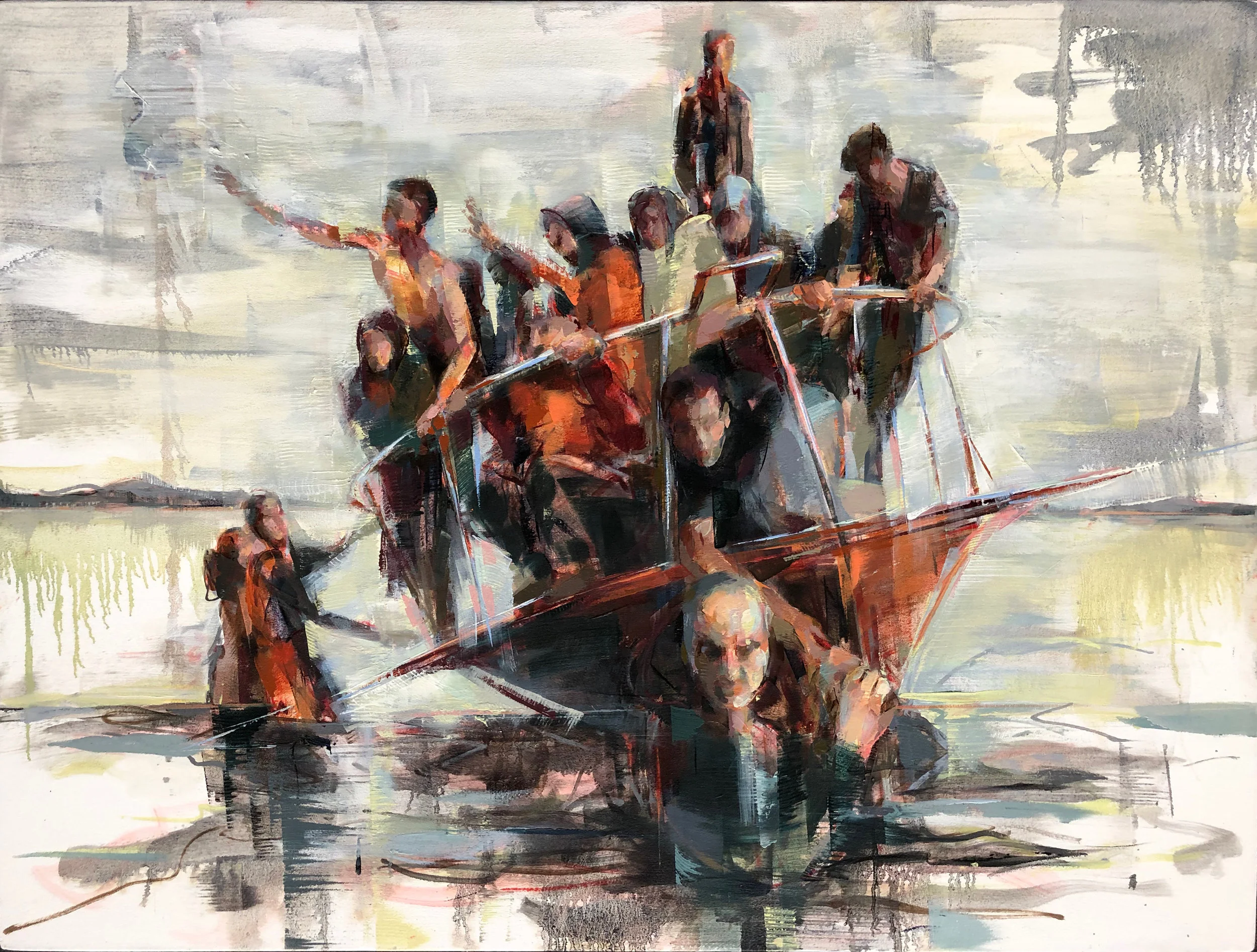 Arrival on Lesbos 2019 Oil on canvas 36" x 48"