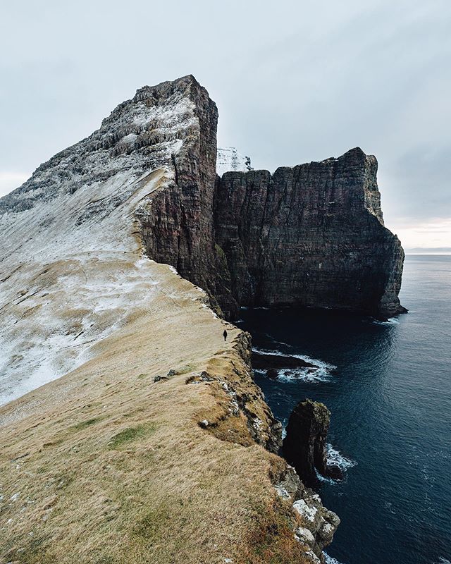 Faroe Islands. Last light before the 3 hour hike on goat paths and icy cliffs in the dark.