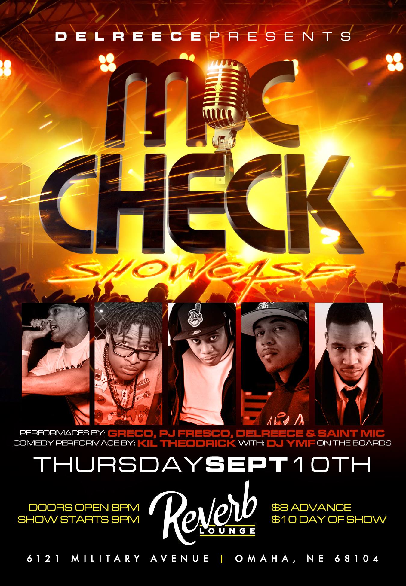 September 10, PJ Fresco performed as one of five emcees in the first 'Mic Check Showcase' in Omaha at the Reverb Lounge. This was Fresco's first public appearance. 