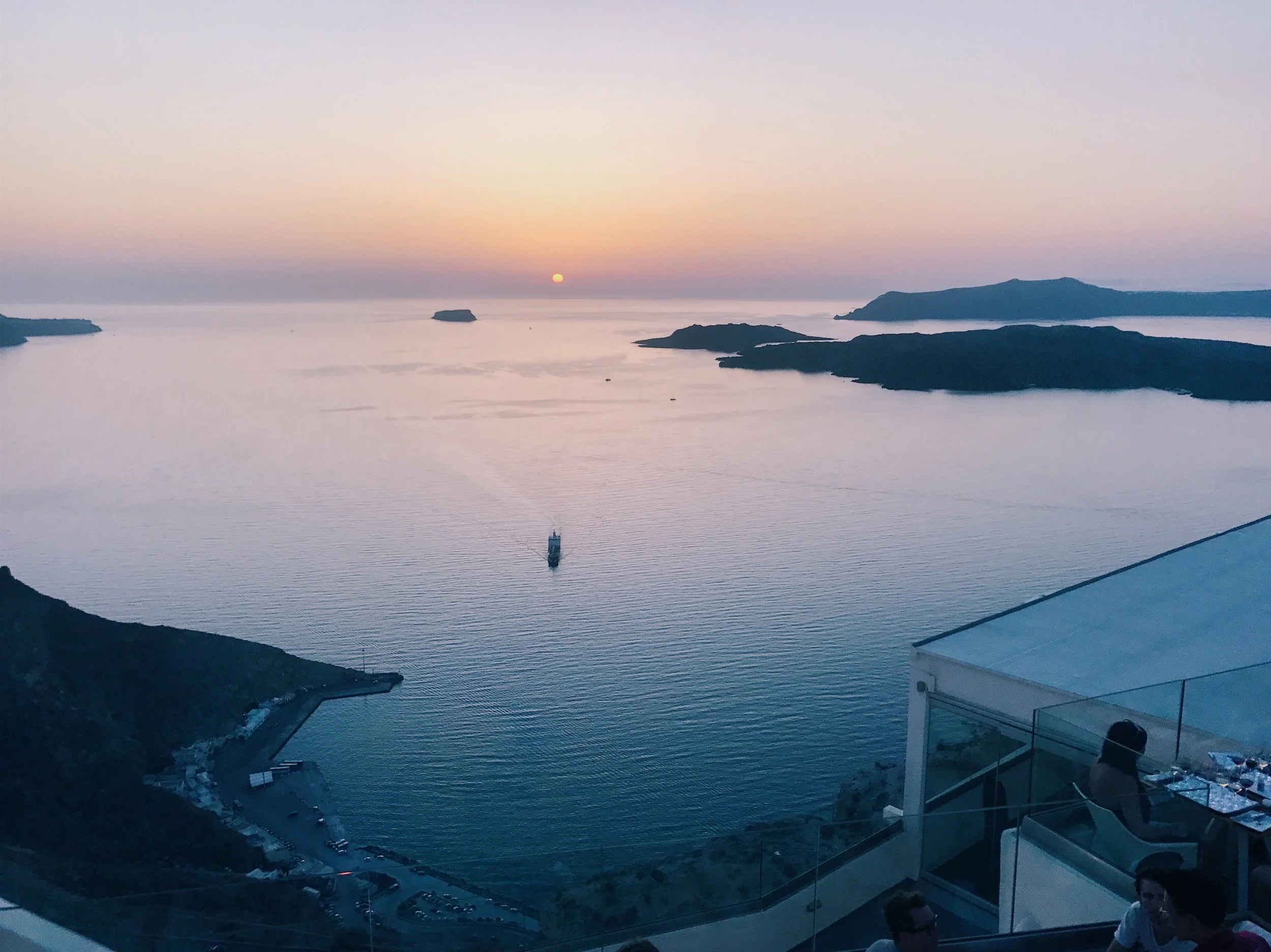View from Santo Wines, a must for sunset! Make a reservation for a good table with a view.