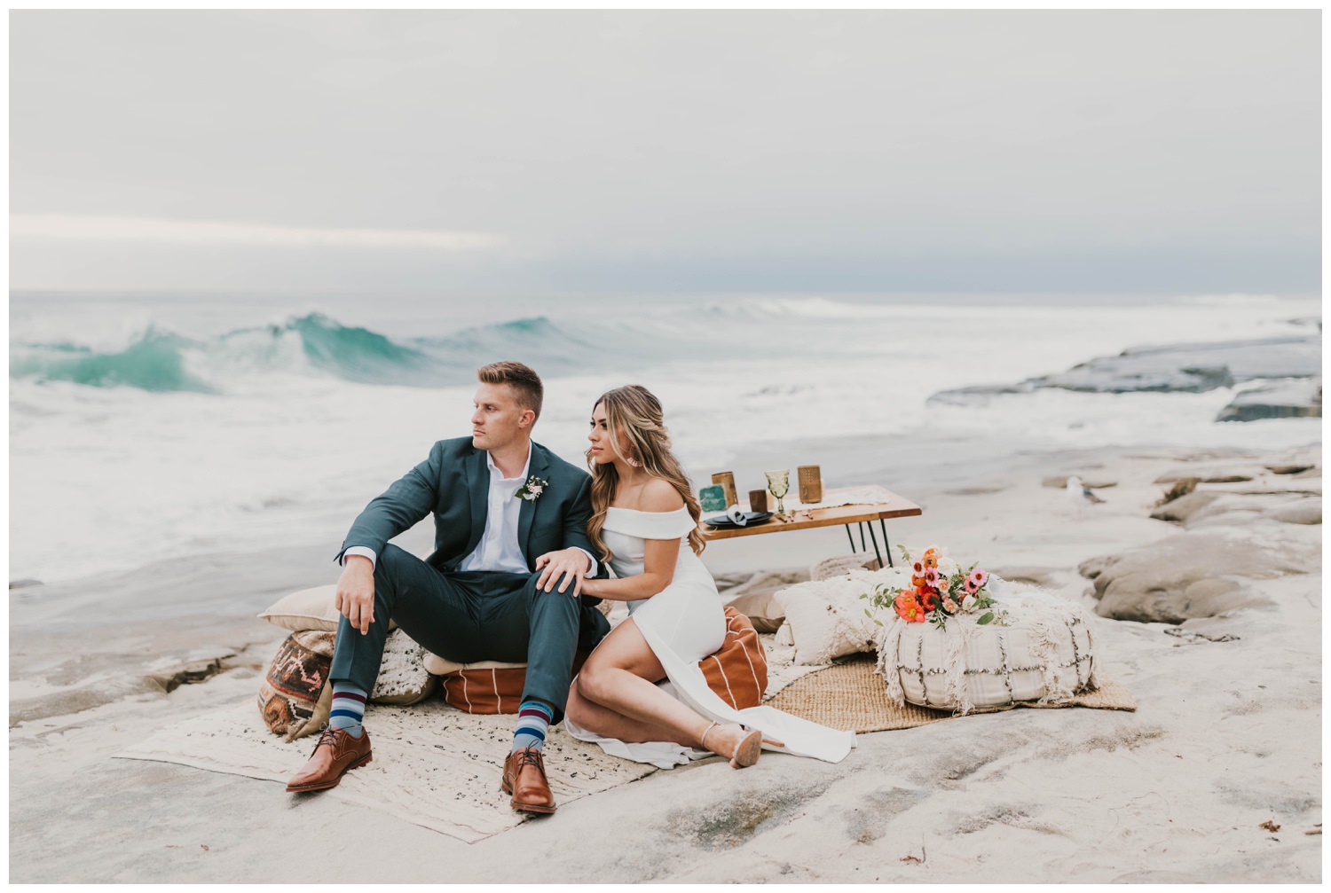 Pia Trevor Windansea Beach San Diego Ca Styled Elopement Meredith Soy Photography